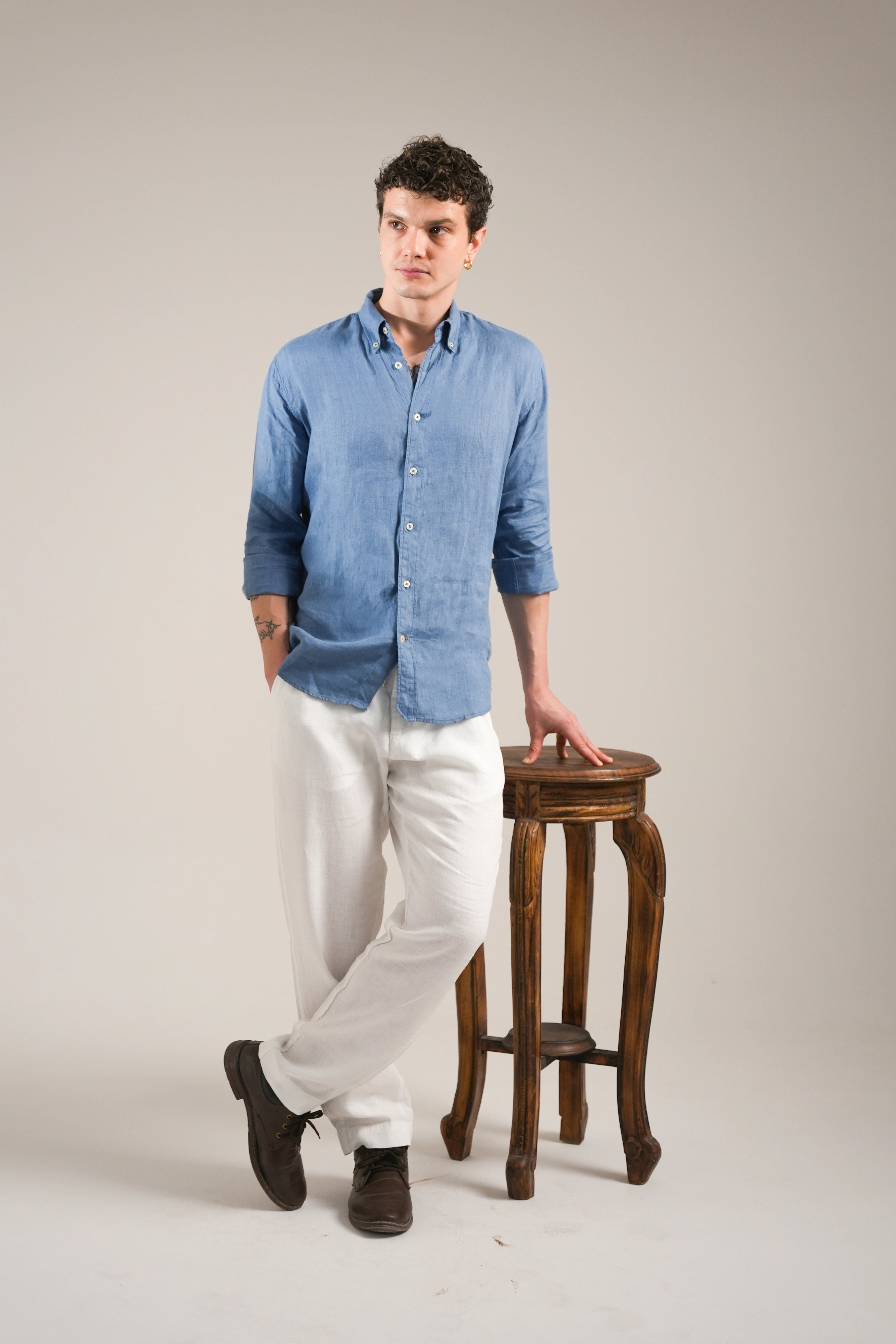 Indigo Drift Linen Shirt