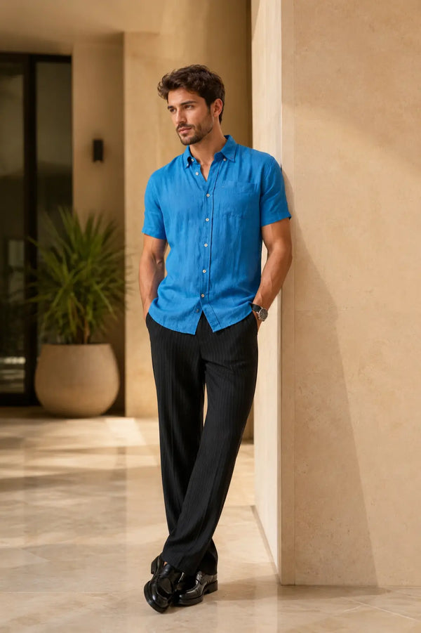 Azure Crest Linen Shirt