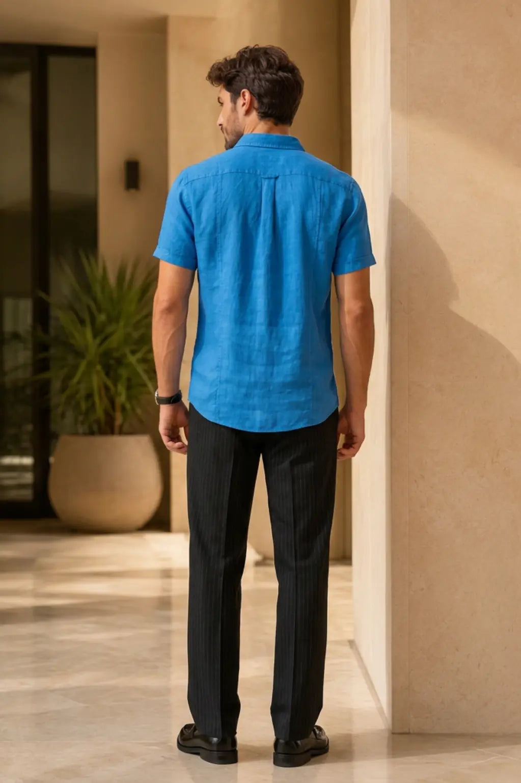 Azure Crest Linen Shirt