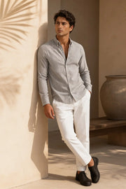 Graphite Stripe Linen Blended Shirt