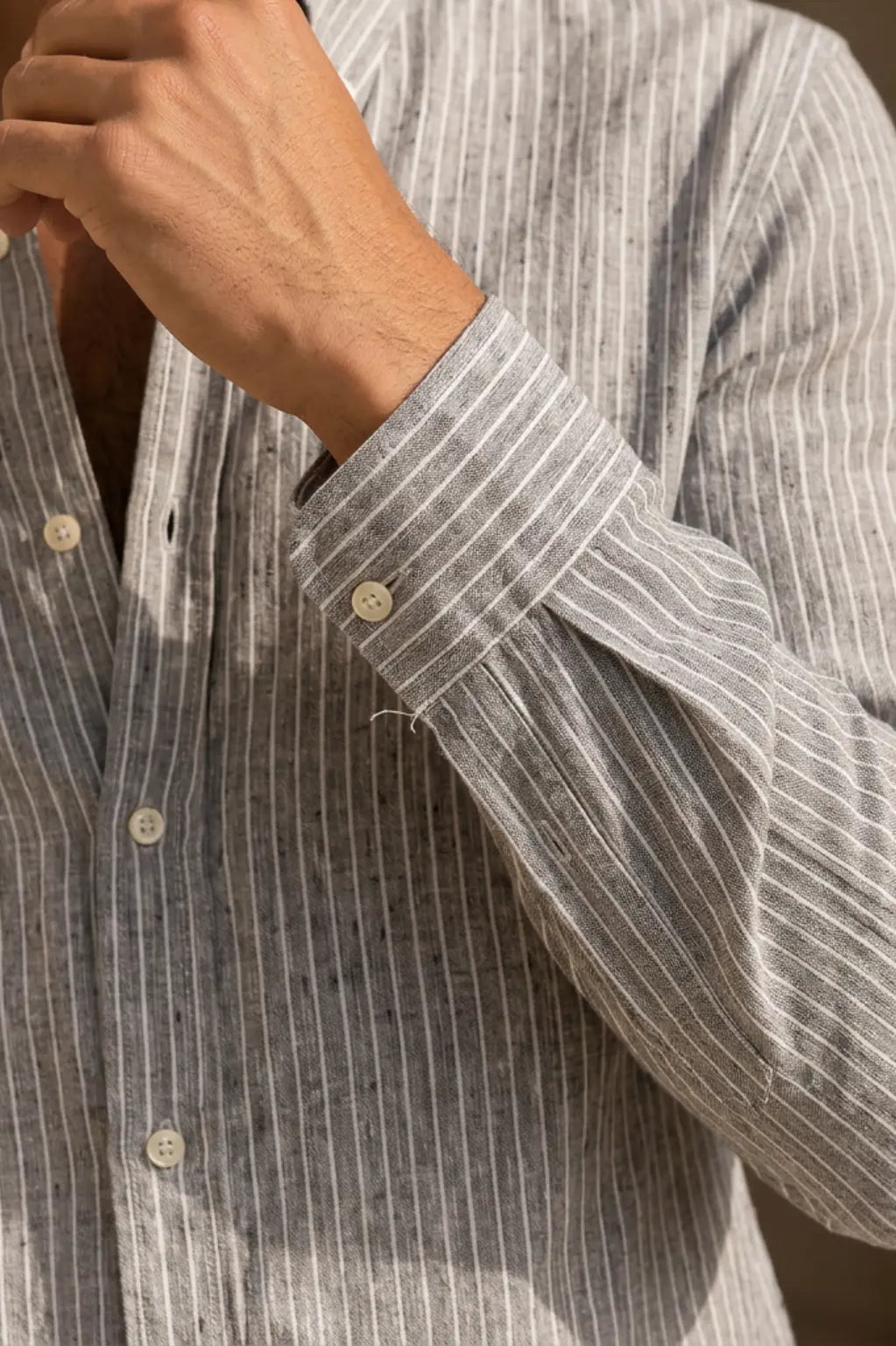 Graphite Stripe Linen Blended Shirt