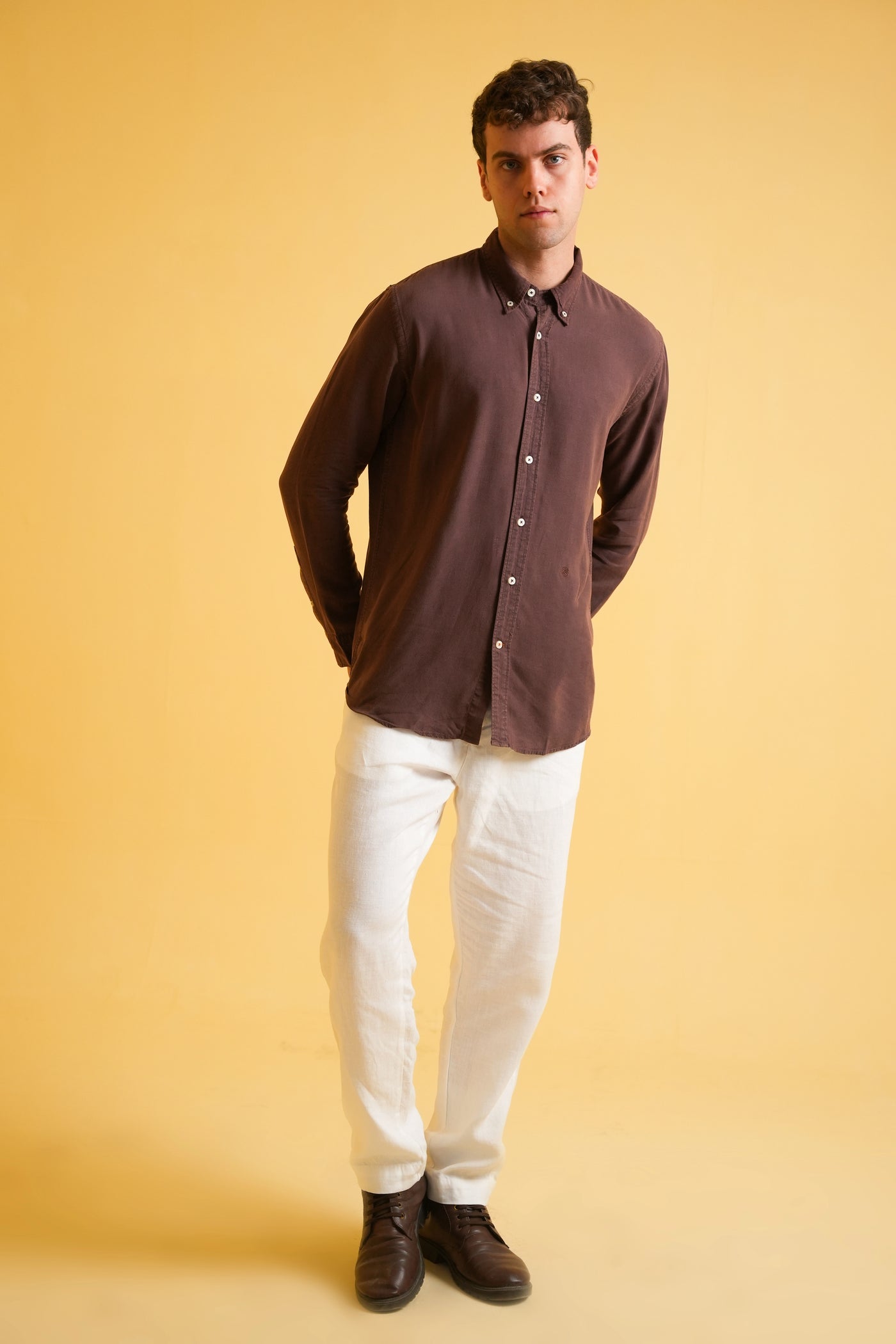 Cocoa Earth Garment Dyed Line Shirt