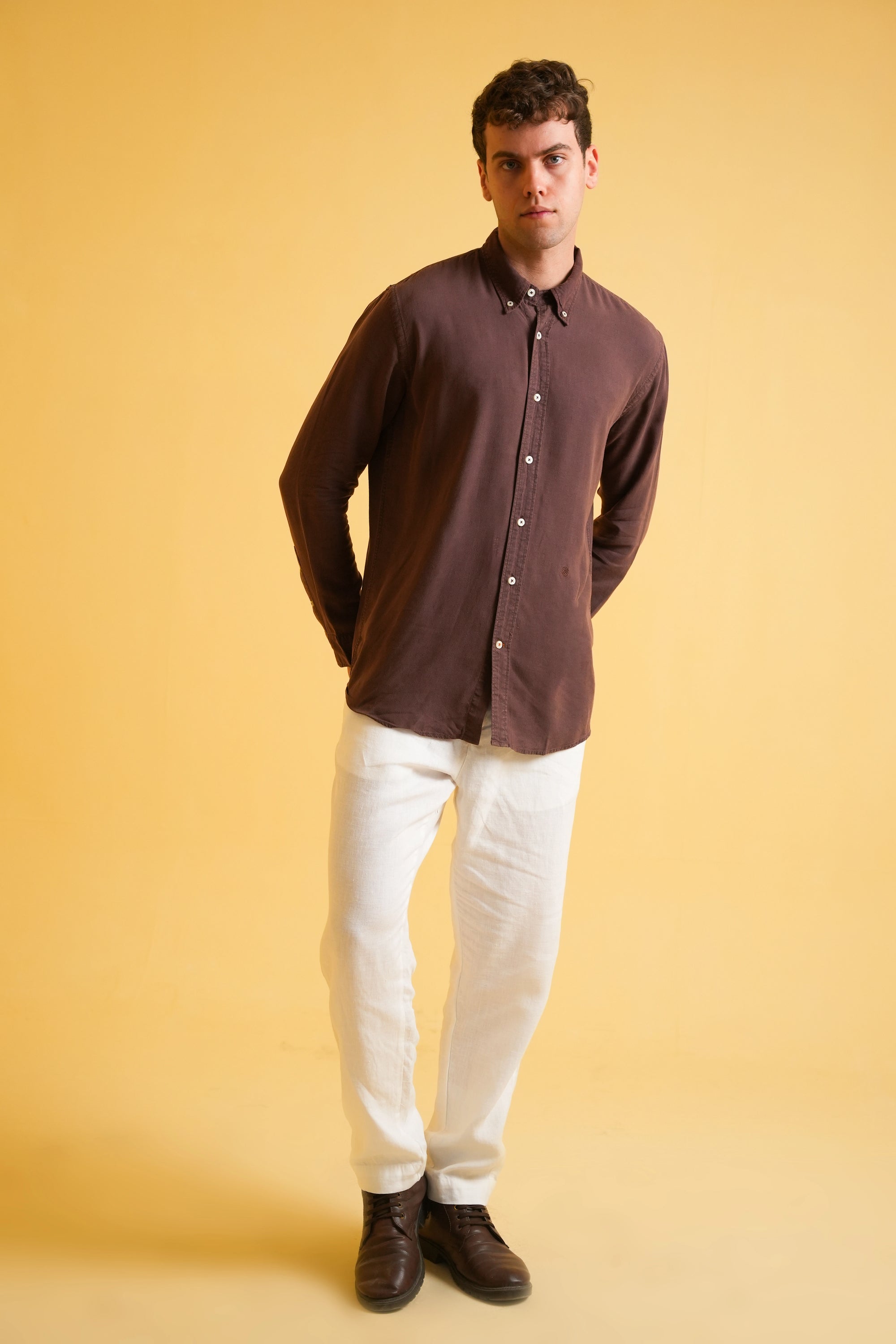 Cocoa Earth Garment Dyed Line Shirt