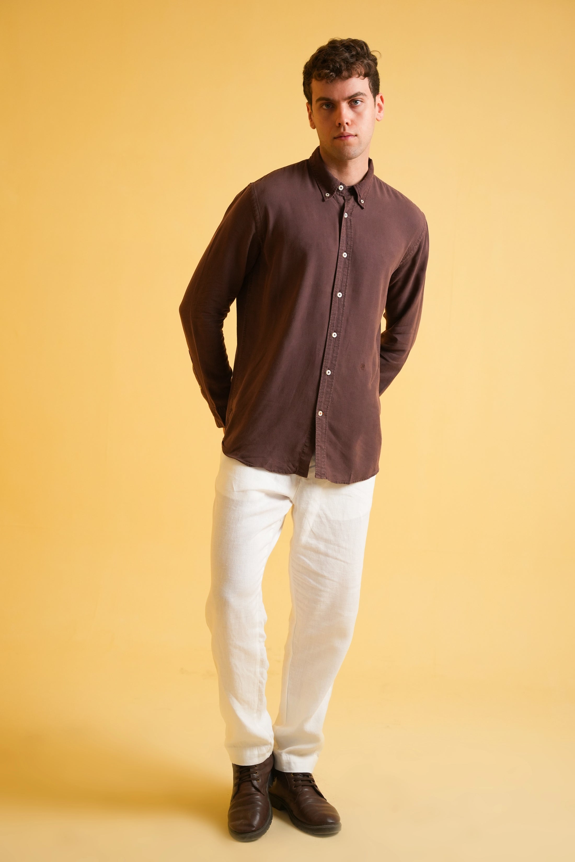 Cocoa Earth Garment Dyed Line Shirt