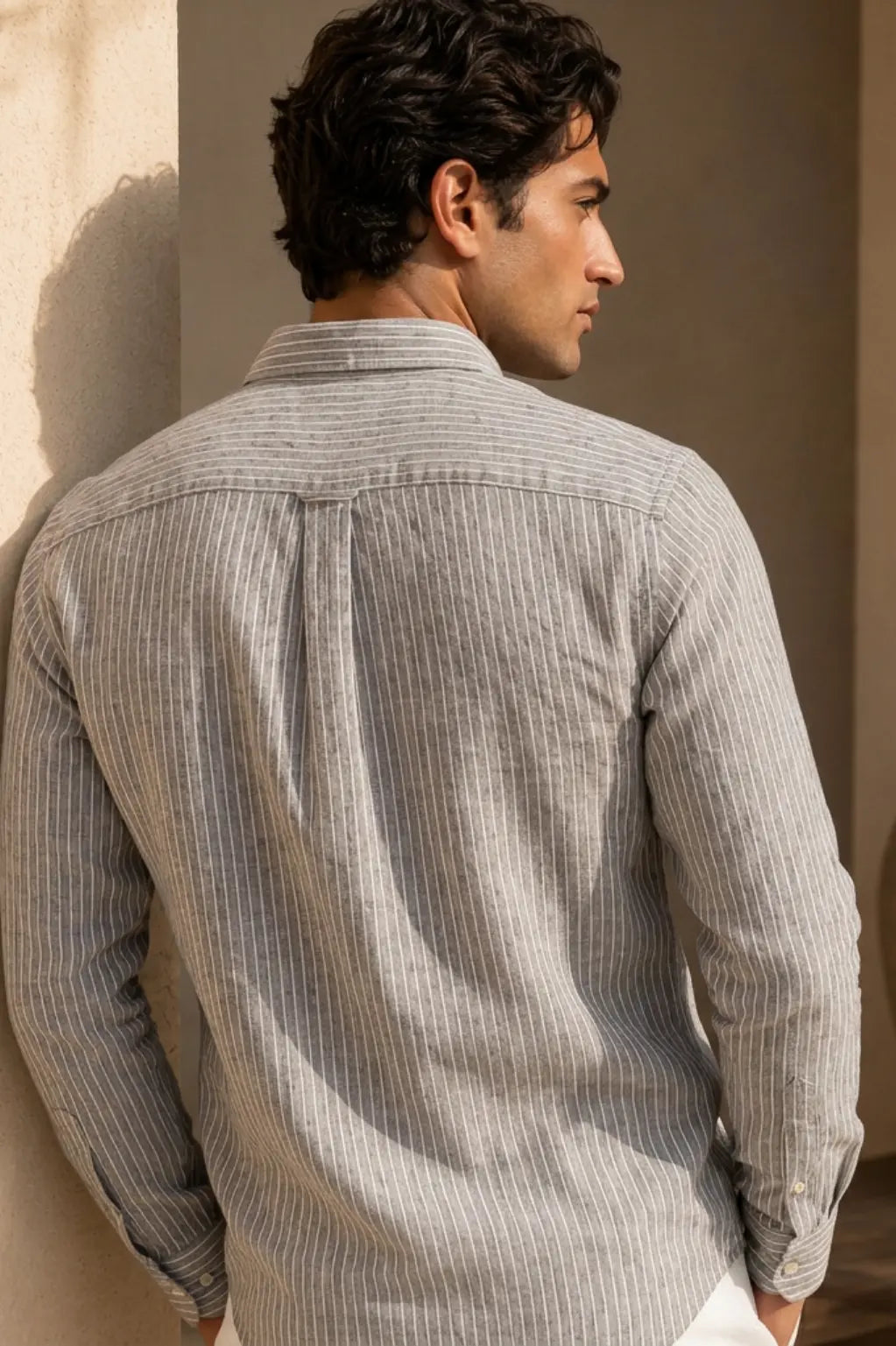 Graphite Stripe Linen Blended Shirt