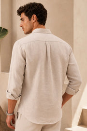 Soft Apricot Stripe Linen Shirt