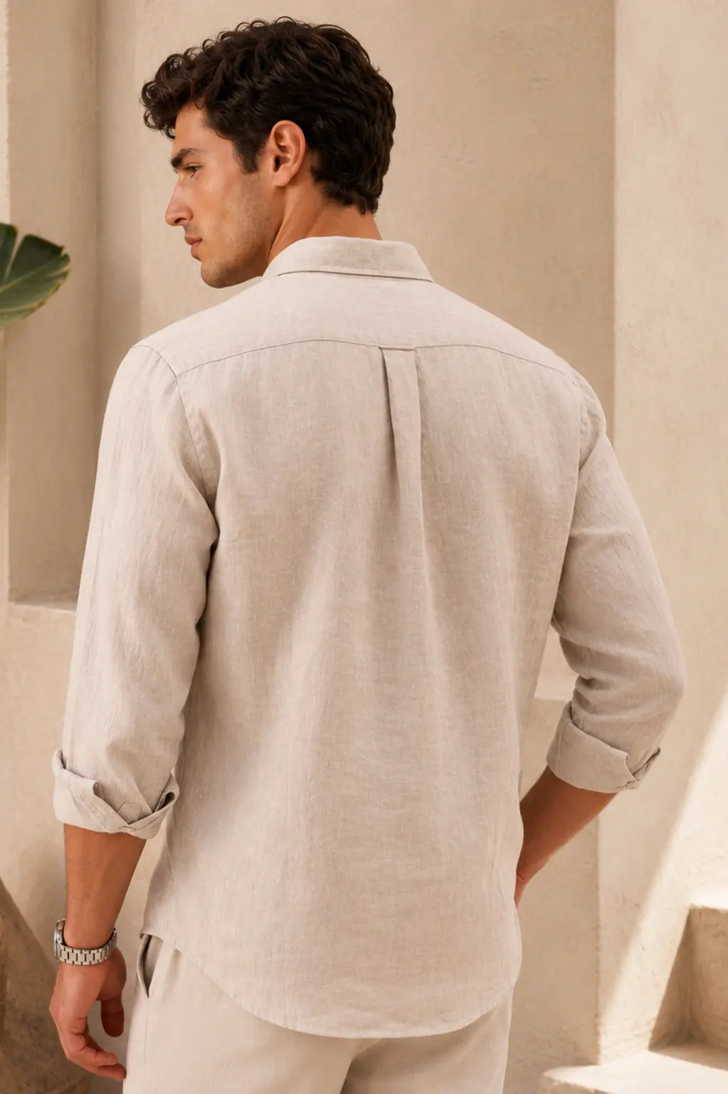 Soft Apricot Stripe Linen Shirt