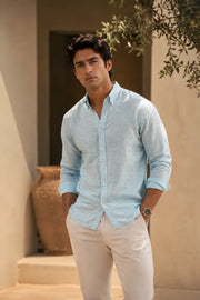 Ice Blue Linen Shirt
