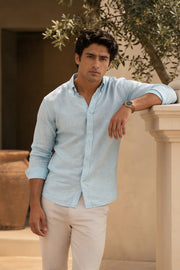 Ice Blue Linen Shirt