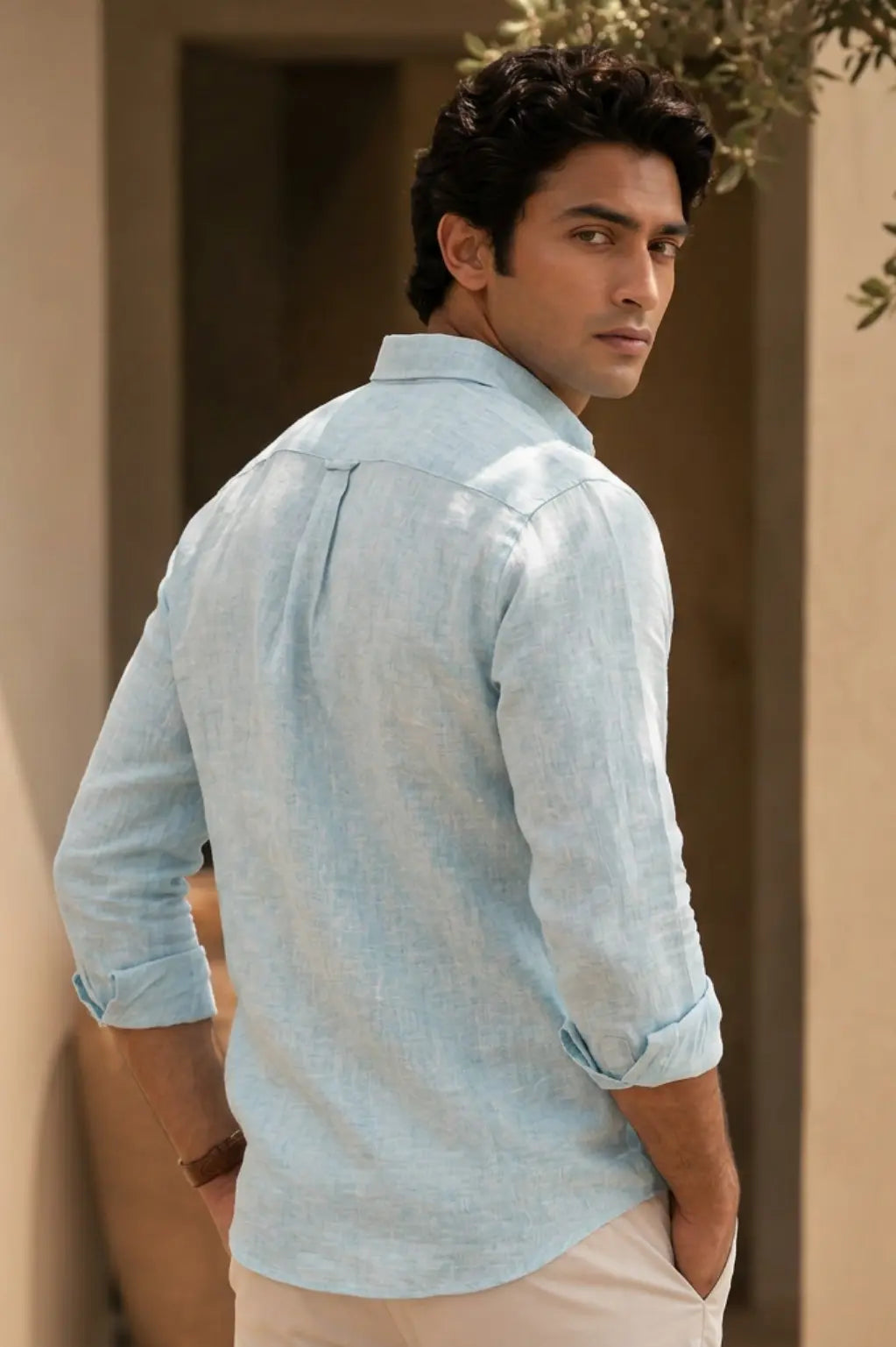 Ice Blue Linen Shirt
