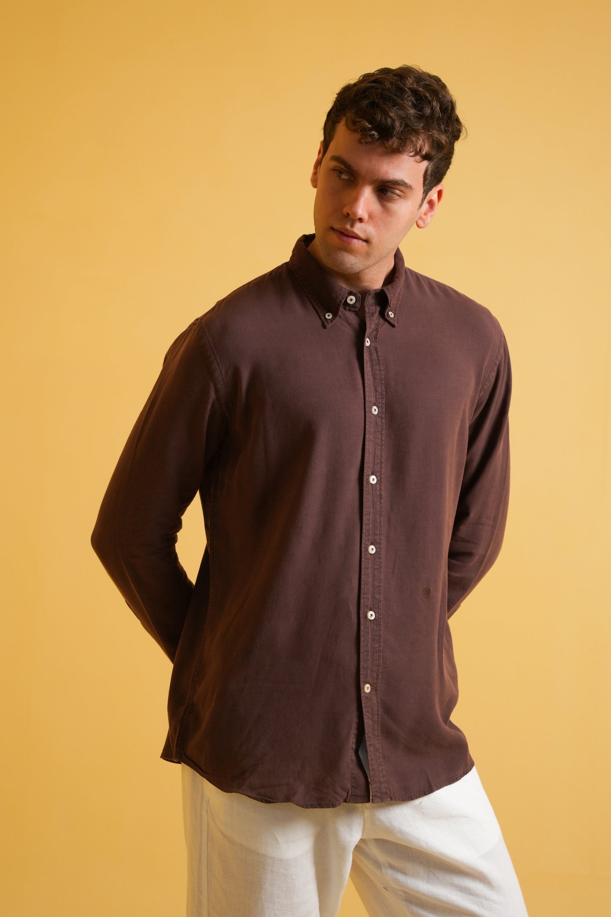Cocoa Earth Garment Dyed Line Shirt