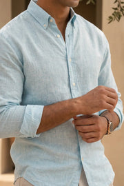 Ice Blue Linen Shirt