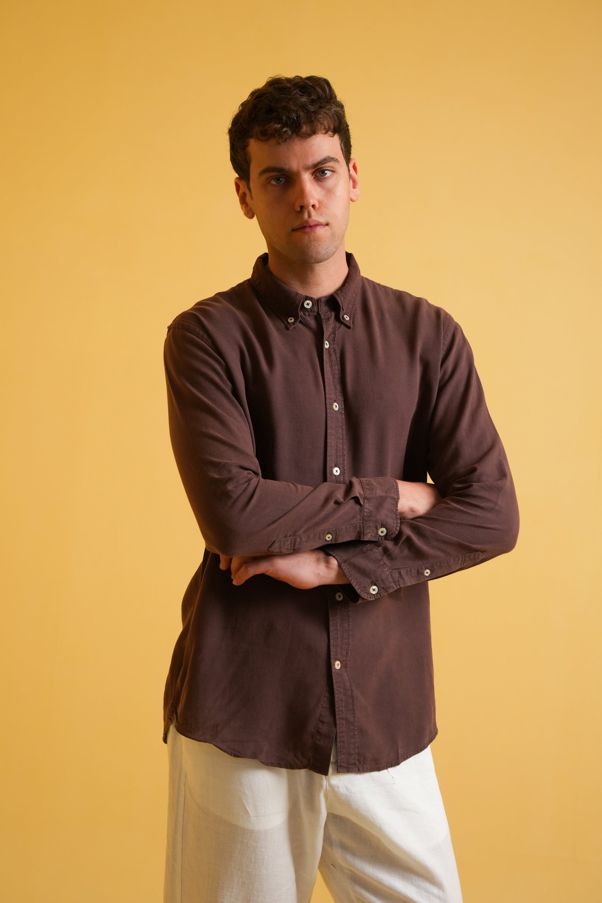 Cocoa Earth Garment Dyed Line Shirt