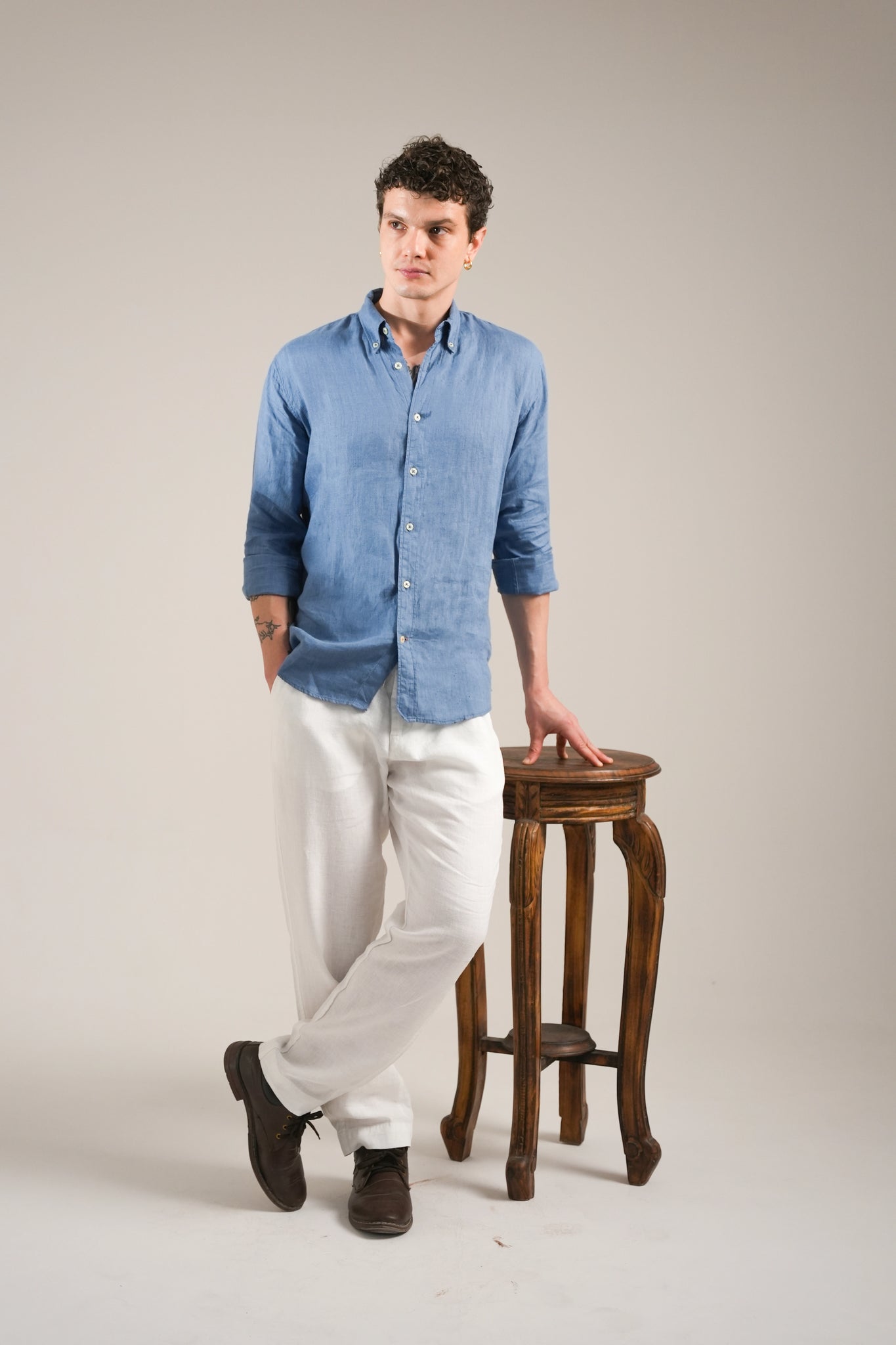 Indigo Drift Linen Shirt