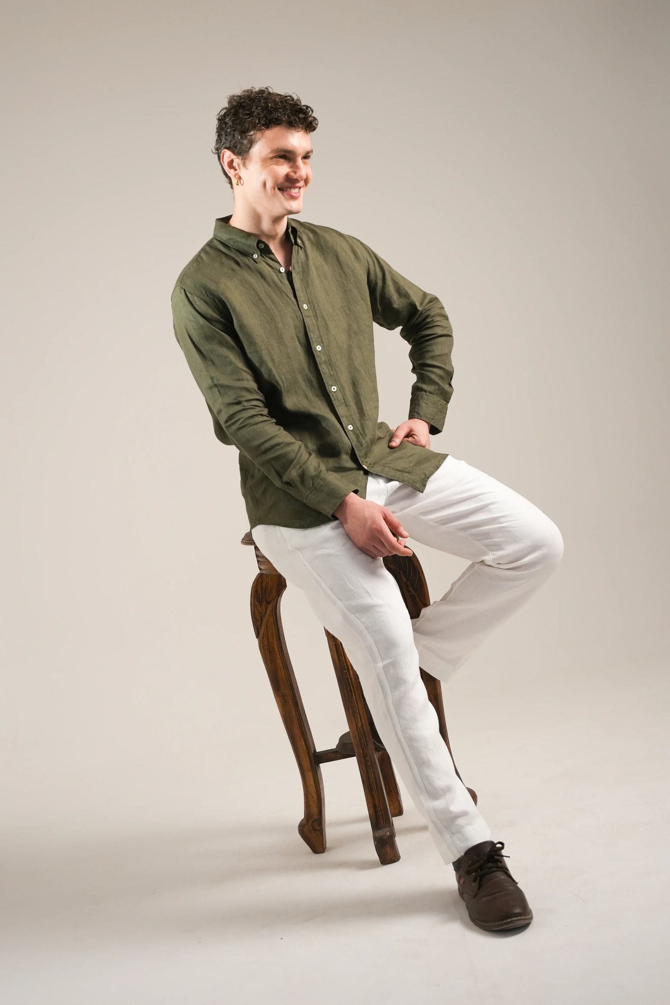 Forest Olive Linen Shirt