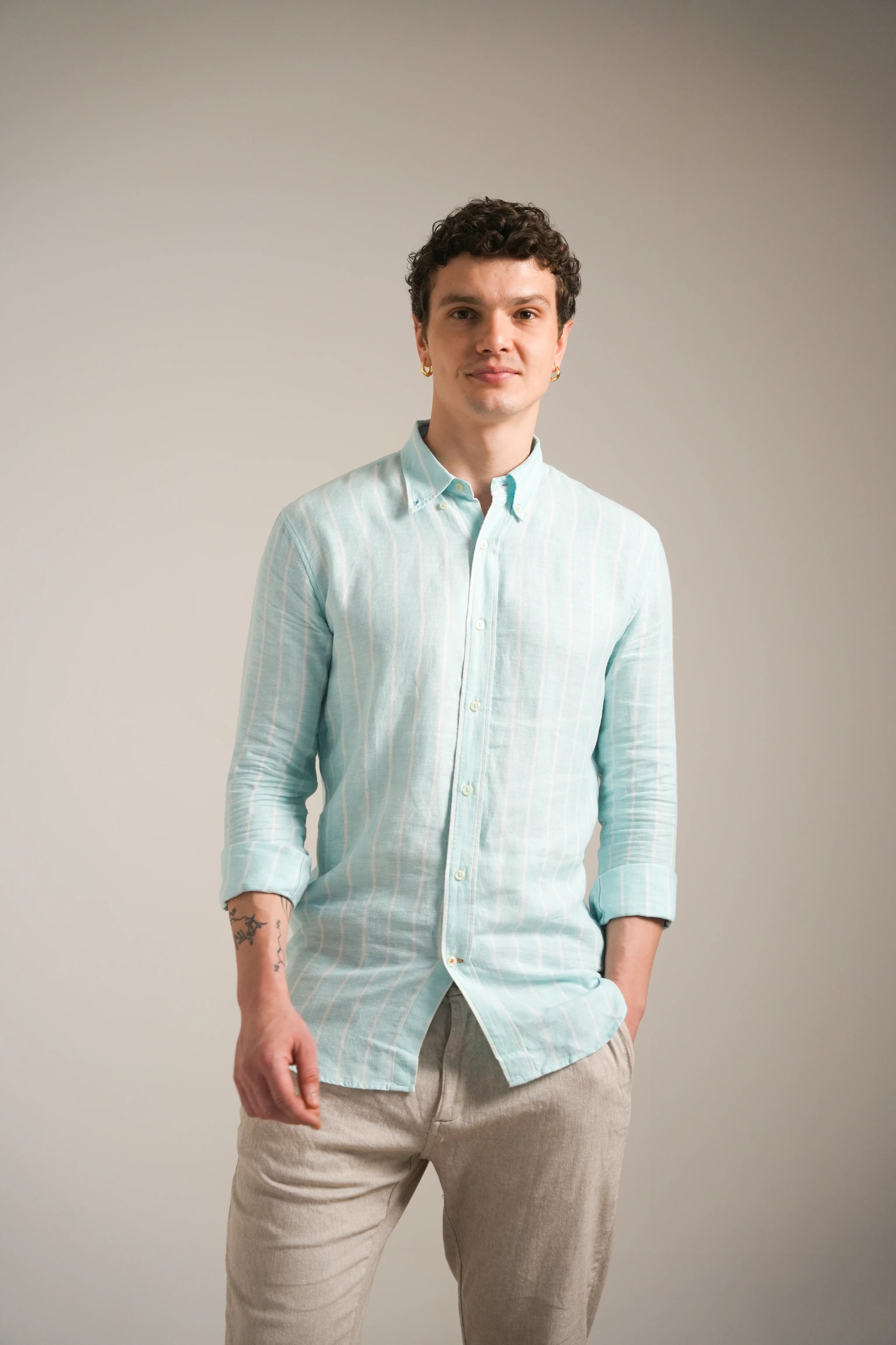 Sea Mist Stripe Linen Shirt