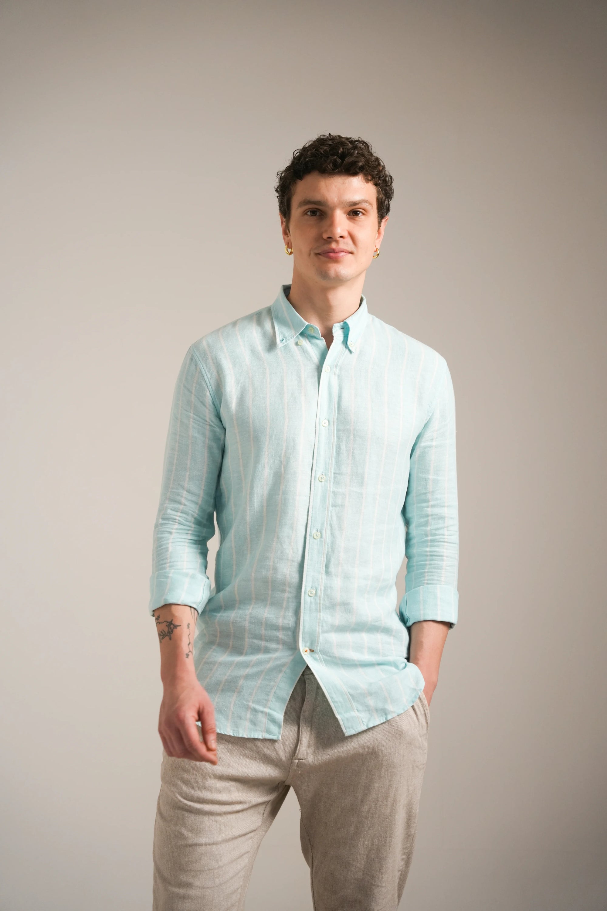 Sea Mist Stripe Linen Shirt