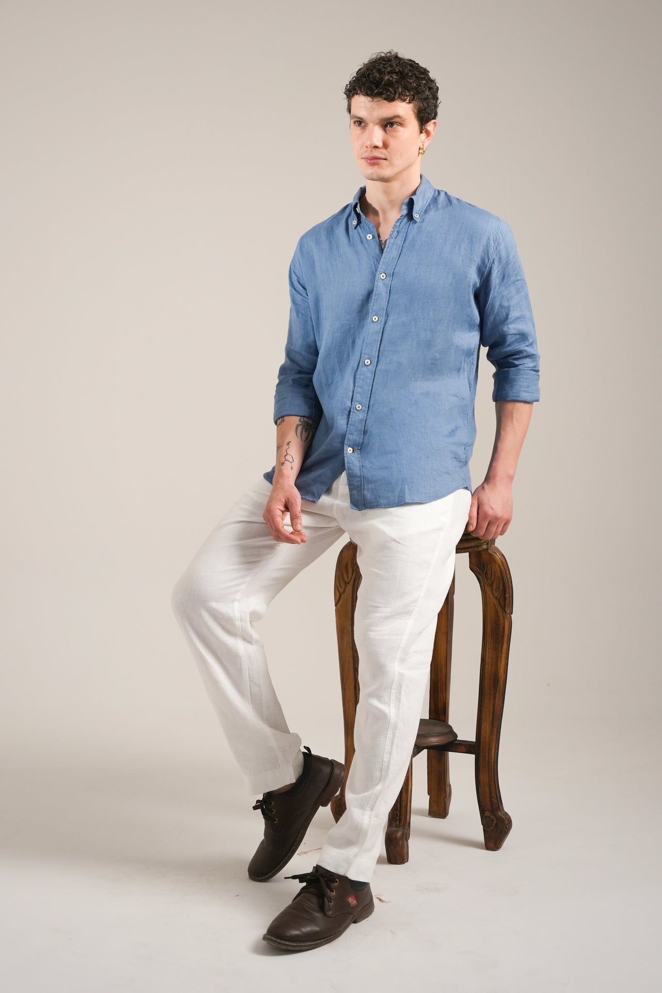 Indigo Drift Linen Shirt