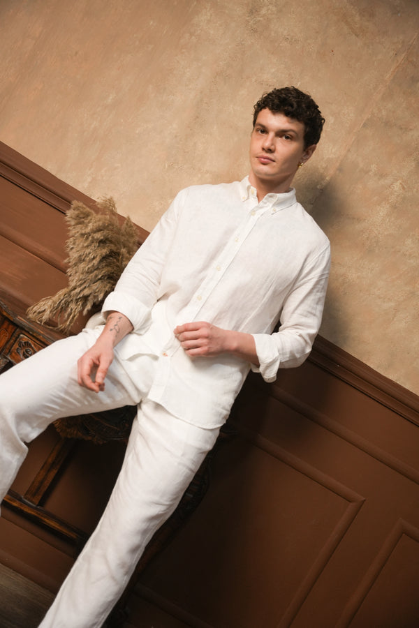 Ivory Ecru Linen Shirt