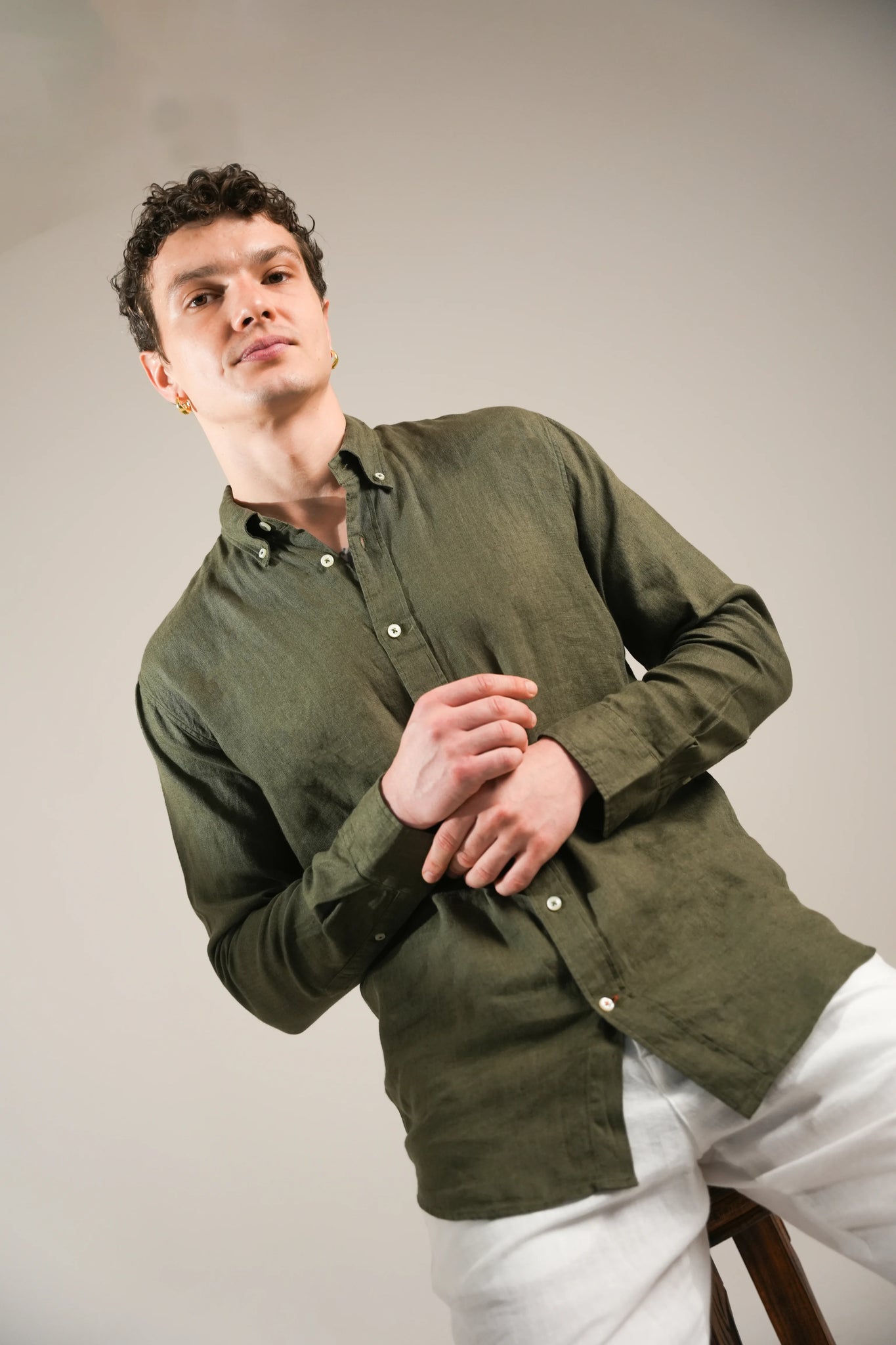 Forest Olive Linen Shirt