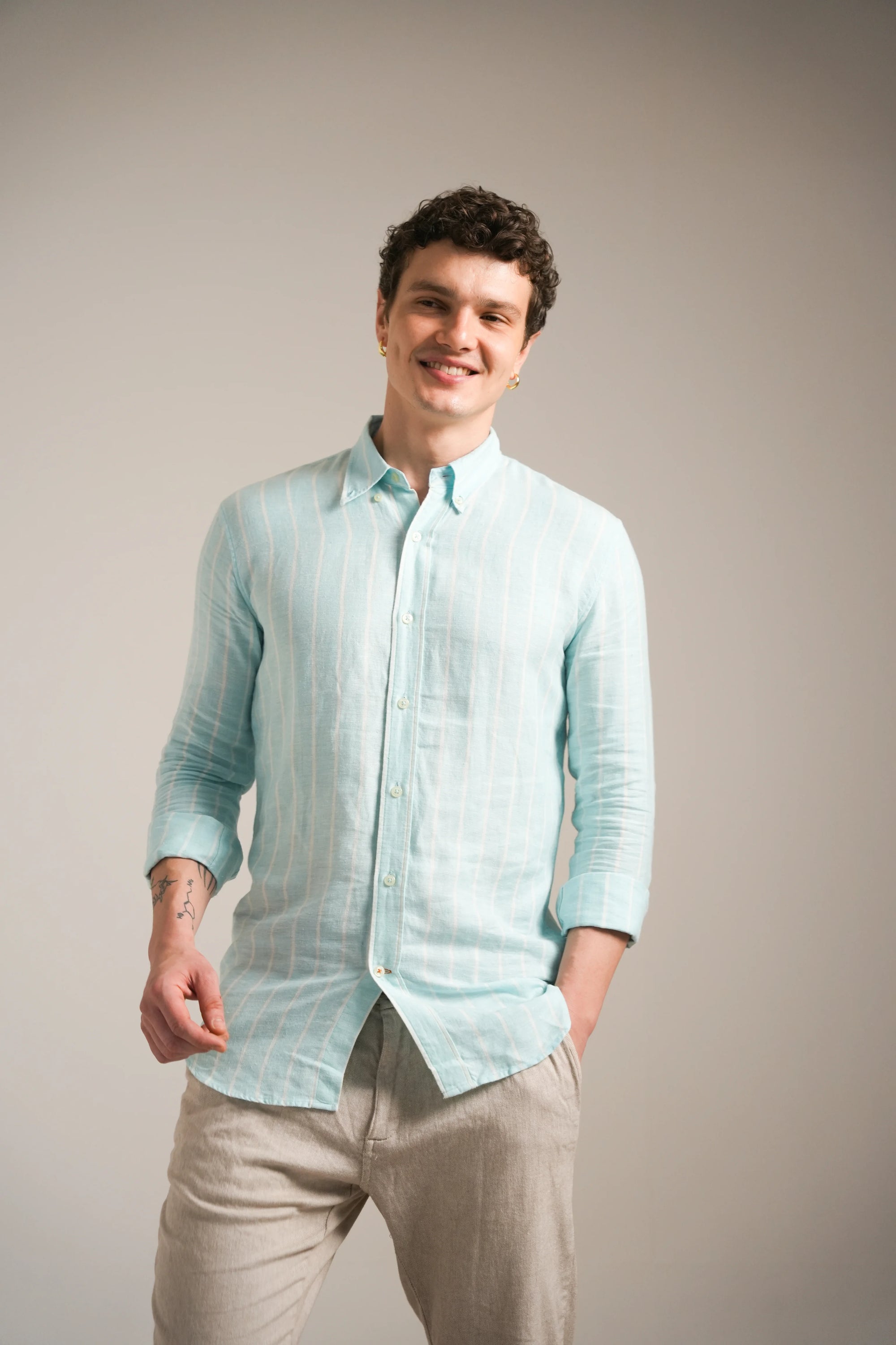 Sea Mist Stripe Linen Shirt