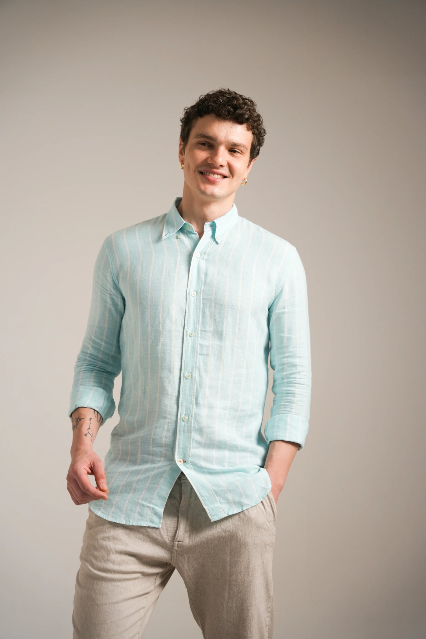 Sea Mist Stripe Linen Shirt