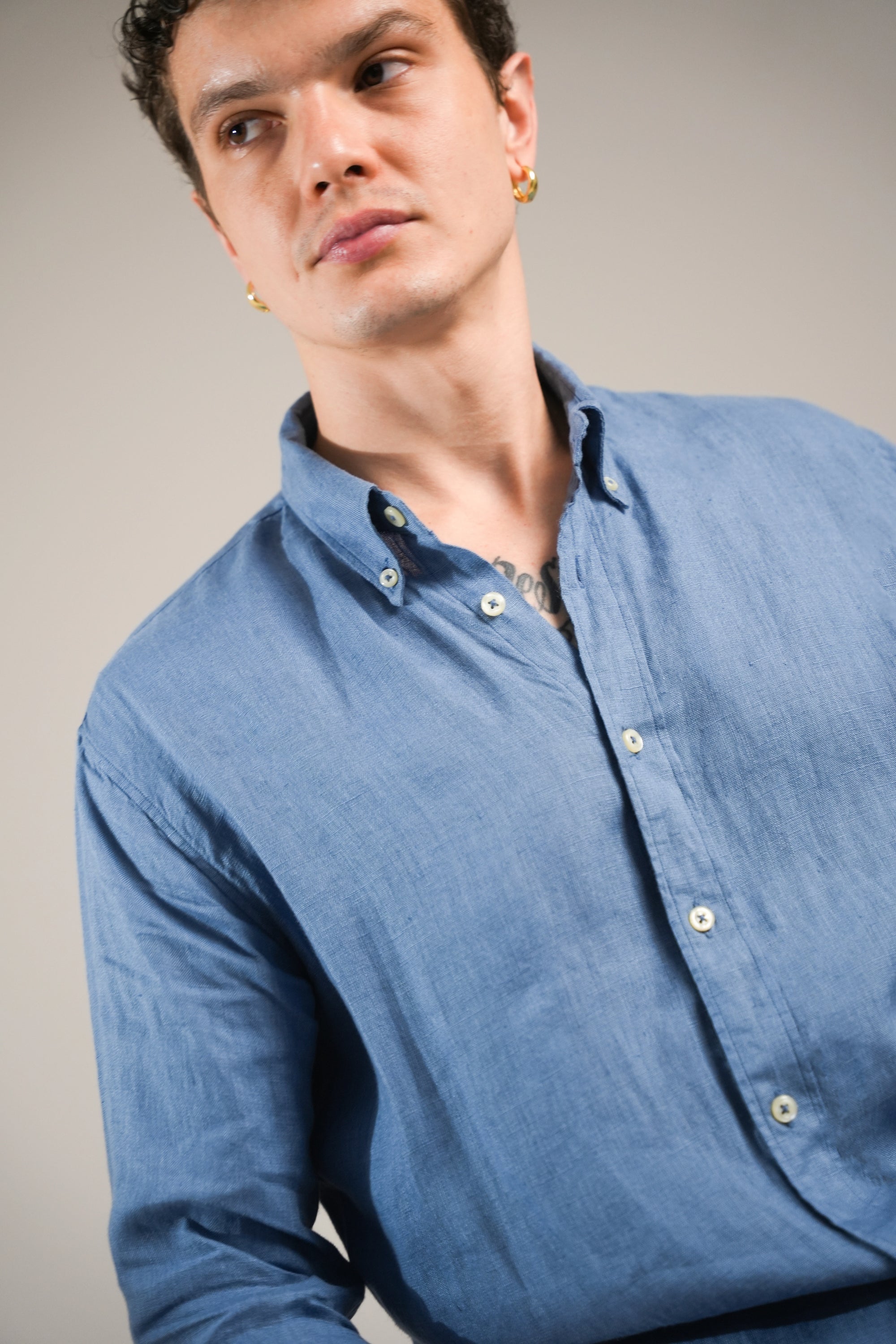 Indigo Drift Linen Shirt