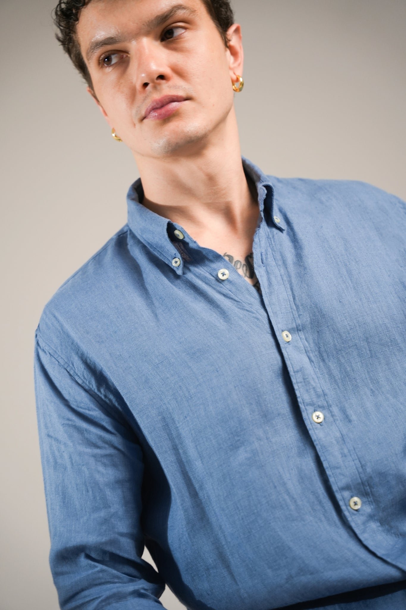 Indigo Drift Linen Shirt