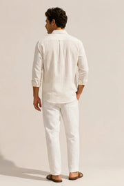 Ivory Pinstripe Linen Shirt
