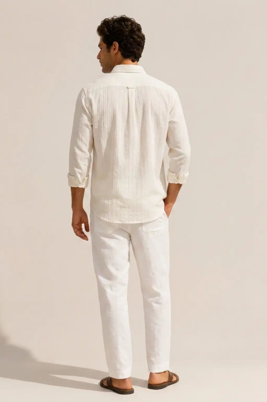 Ivory Pinstripe Linen Shirt