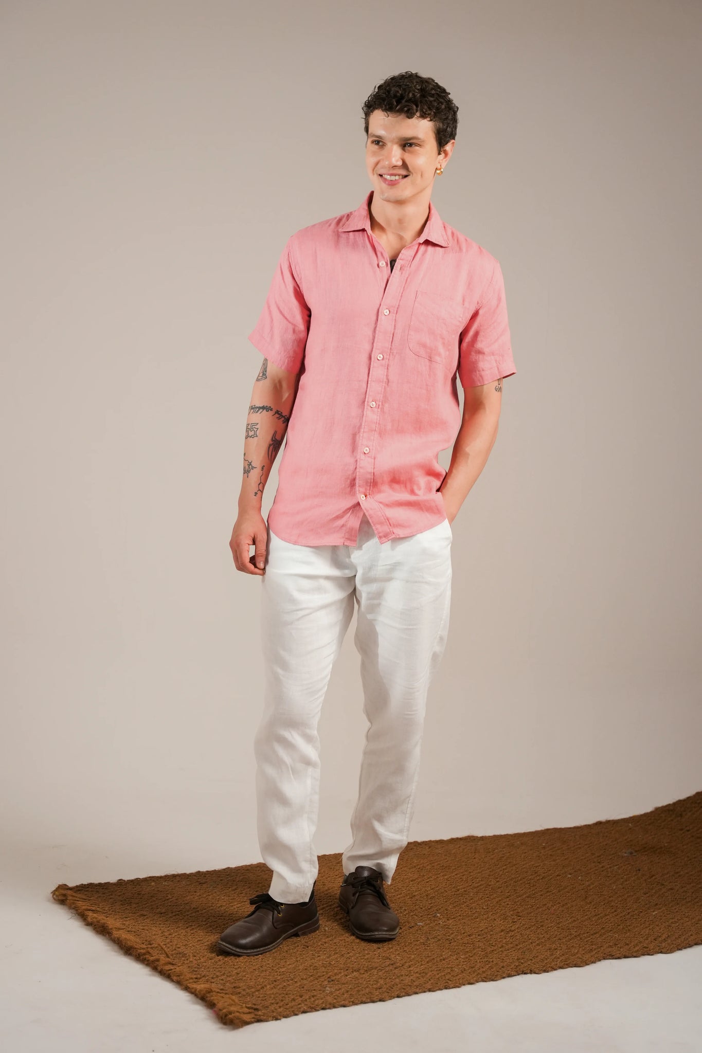 Soft Coral Linen Shirt