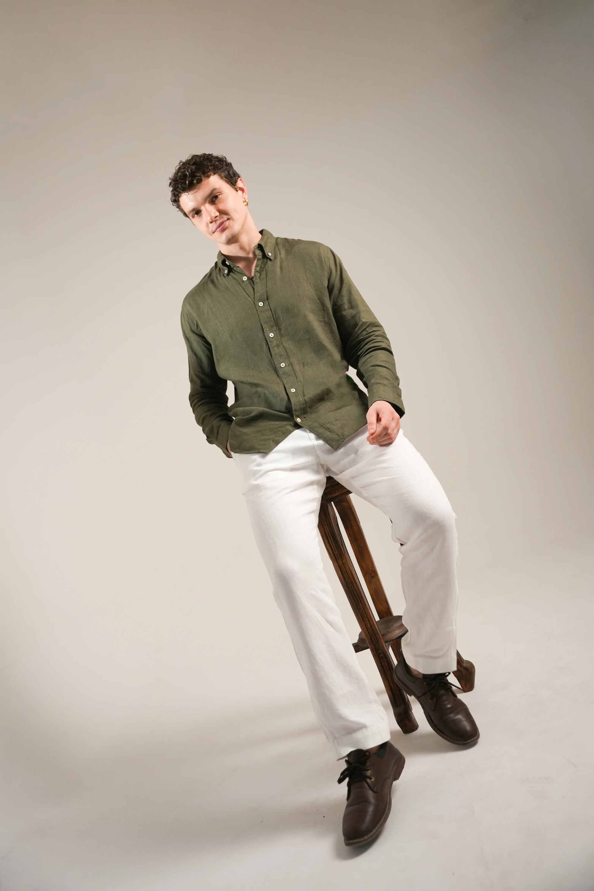 Forest Olive Linen Shirt