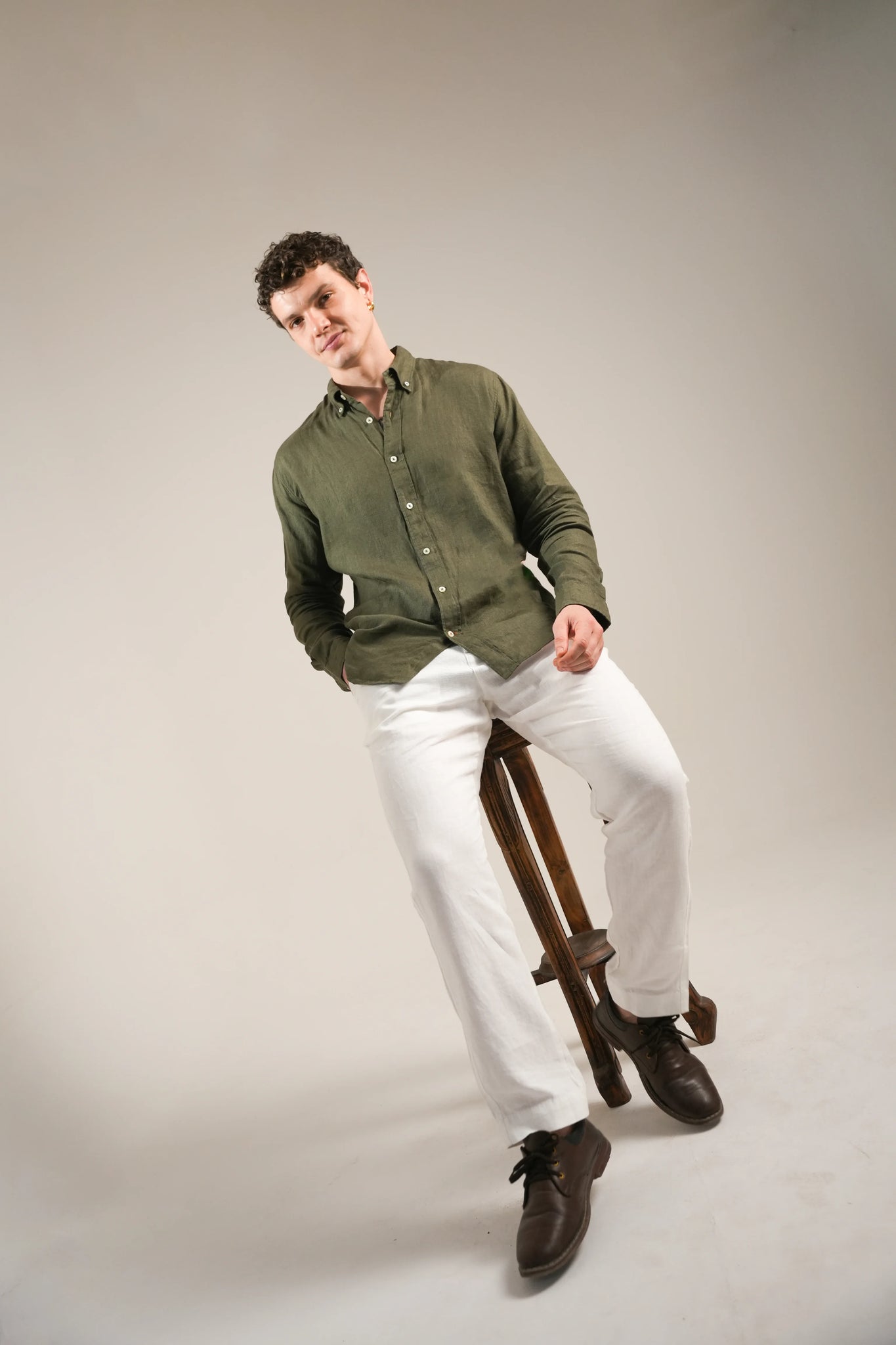 Forest Olive Linen Shirt