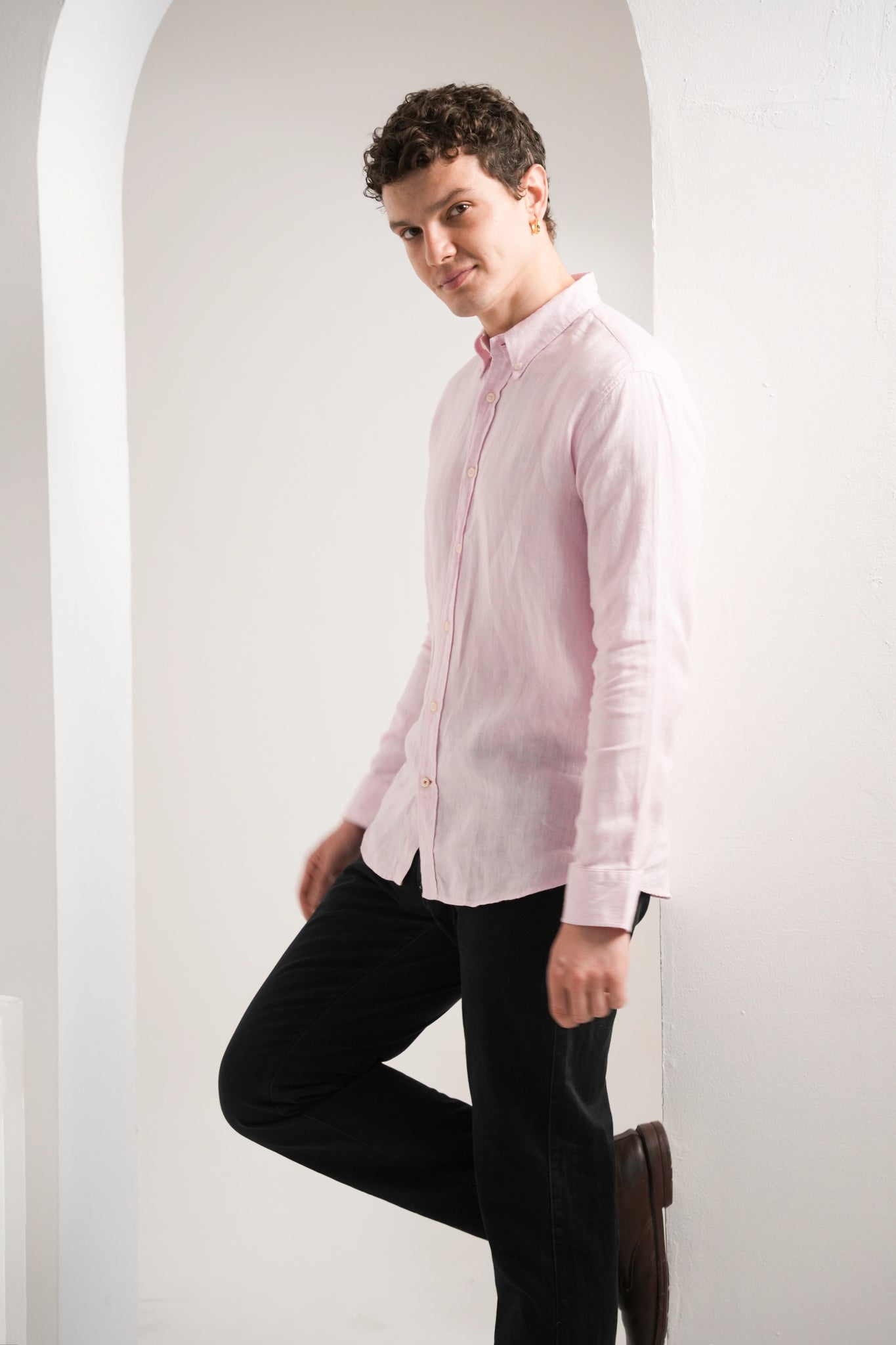 Baby Pink Linen Shirt