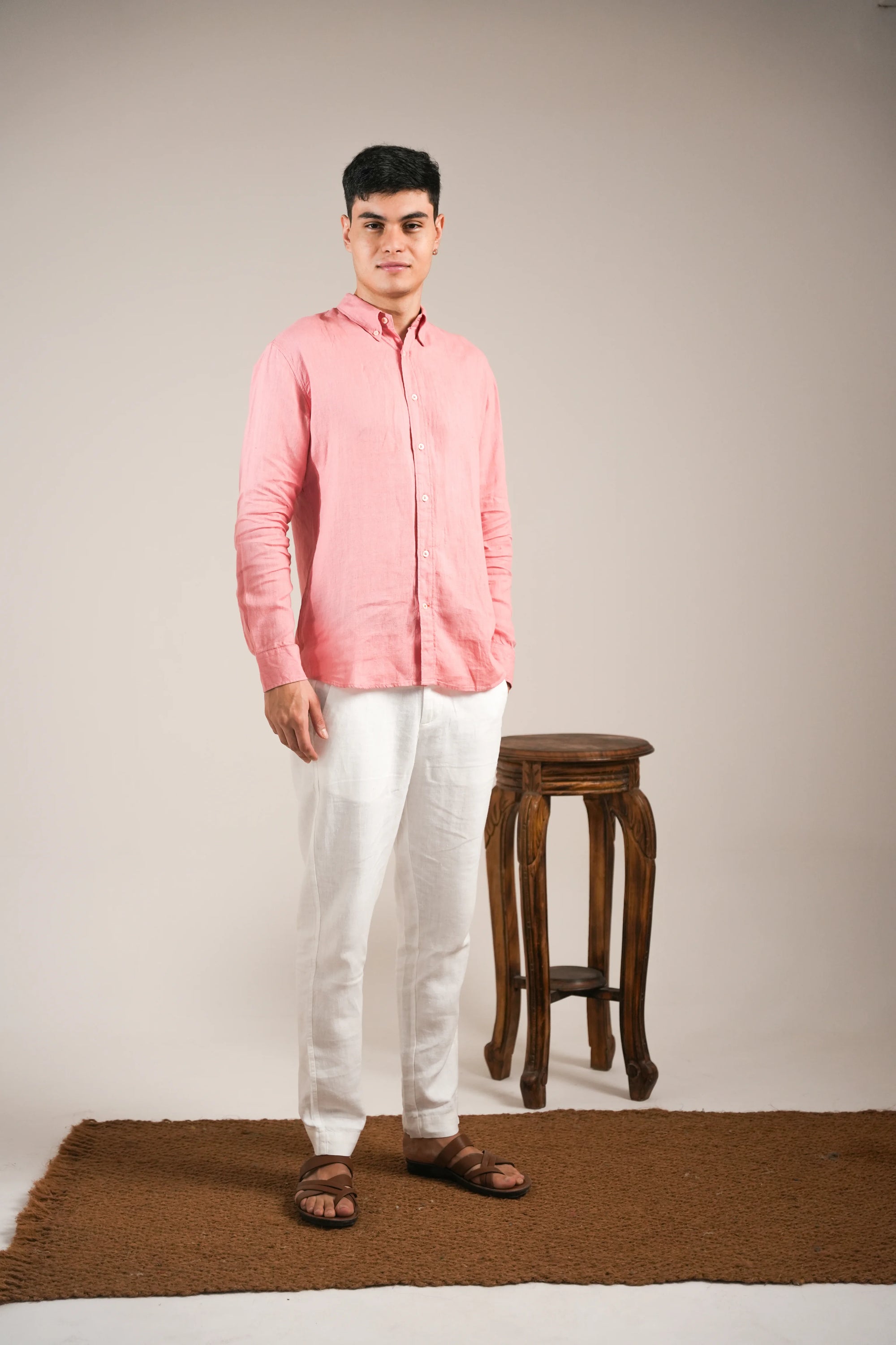 Blush Coral Linen Shirt