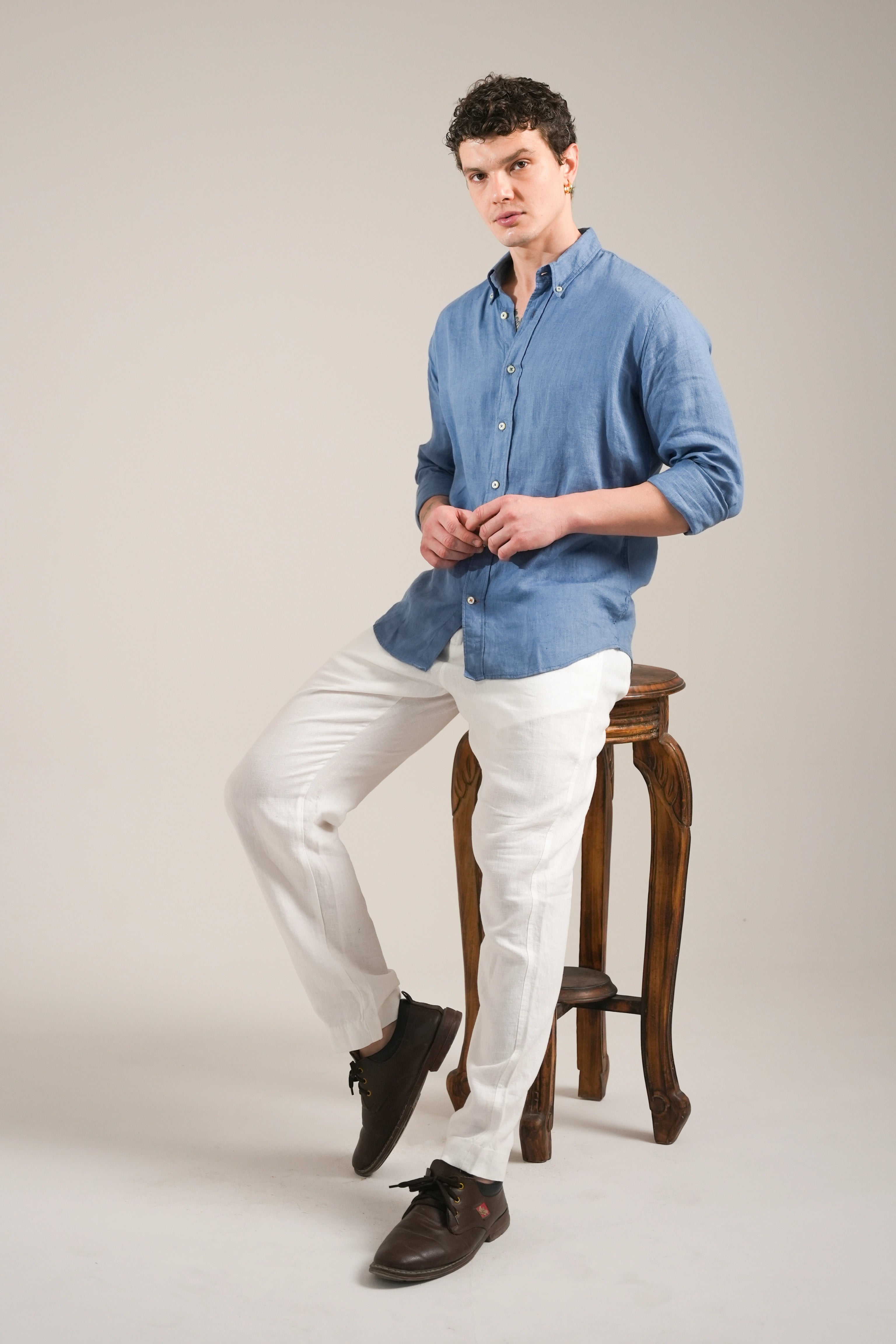 Indigo Drift Linen Shirt