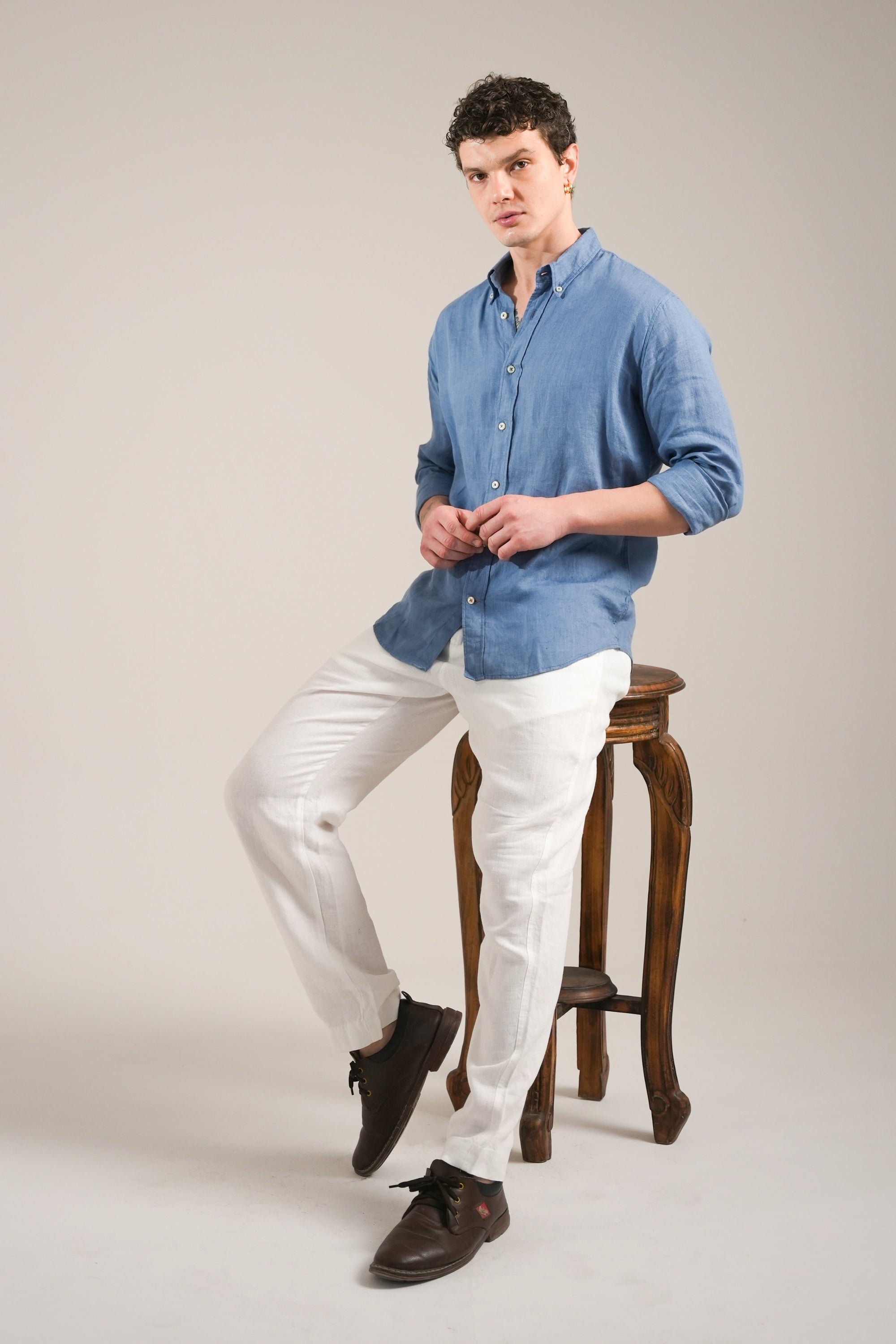Indigo Drift Linen Shirt