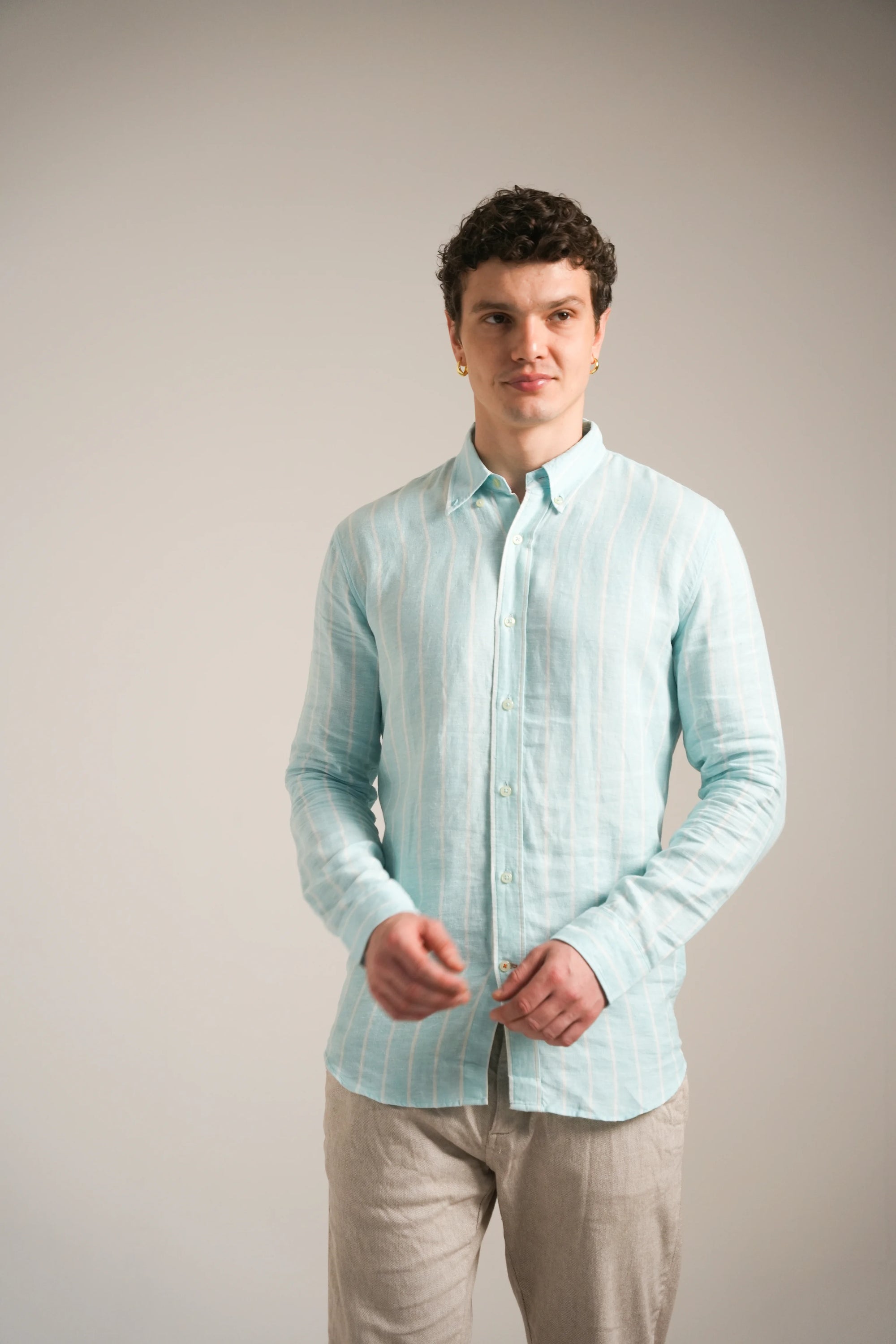 Sea Mist Stripe Linen Shirt
