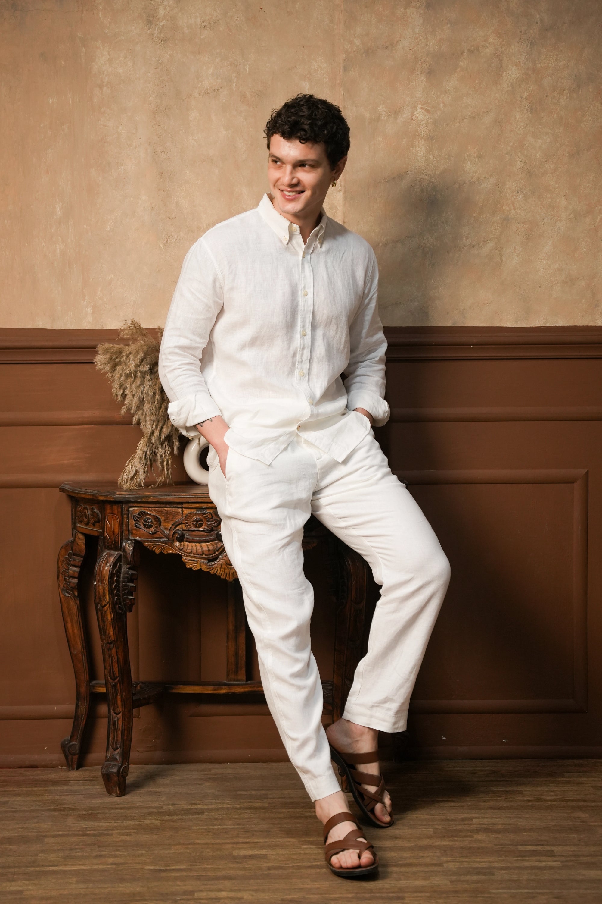 Ivory Ecru Linen Shirt