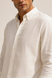 Ivory Pinstripe Linen Shirt