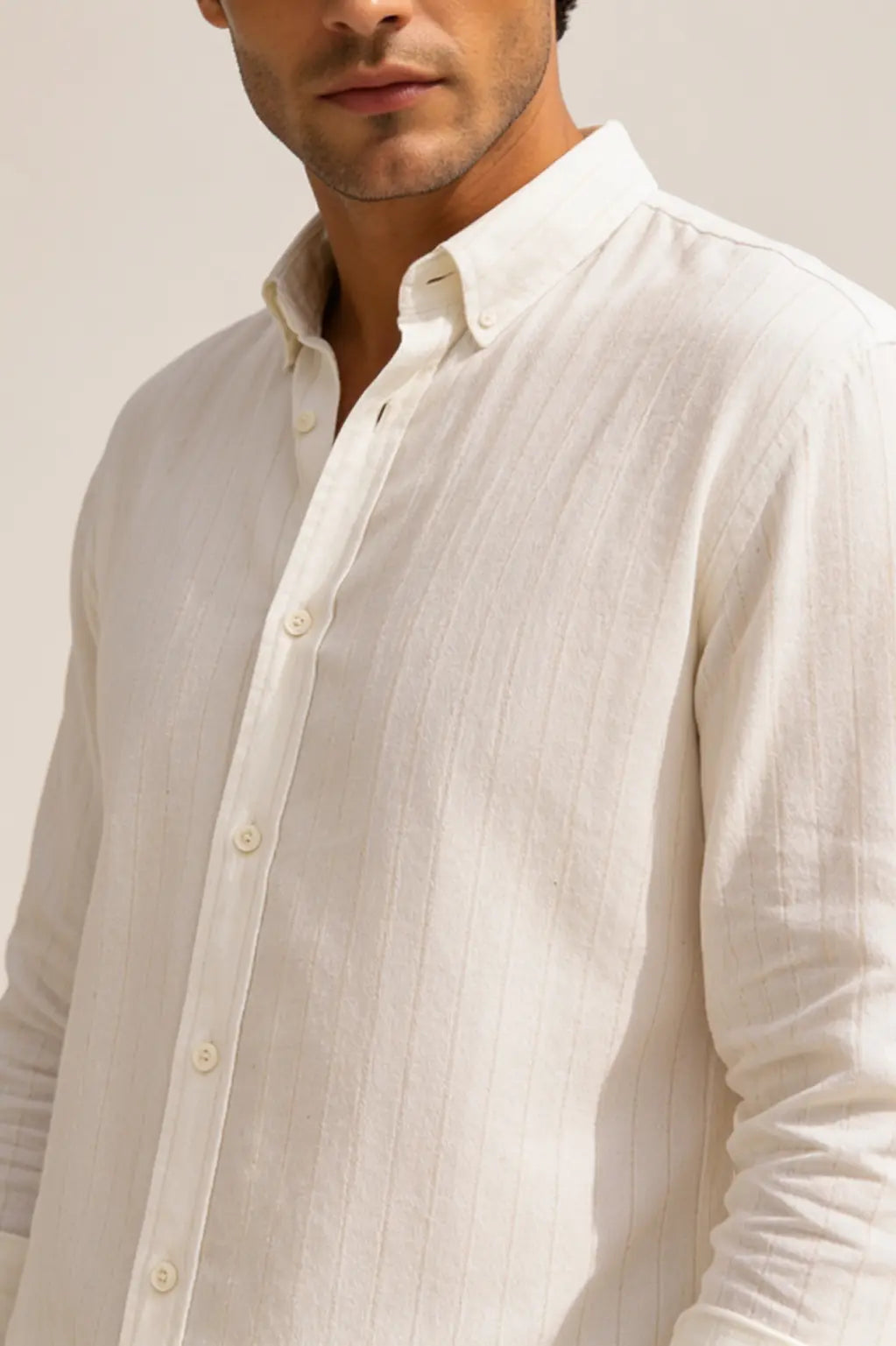 Ivory Pinstripe Linen Shirt