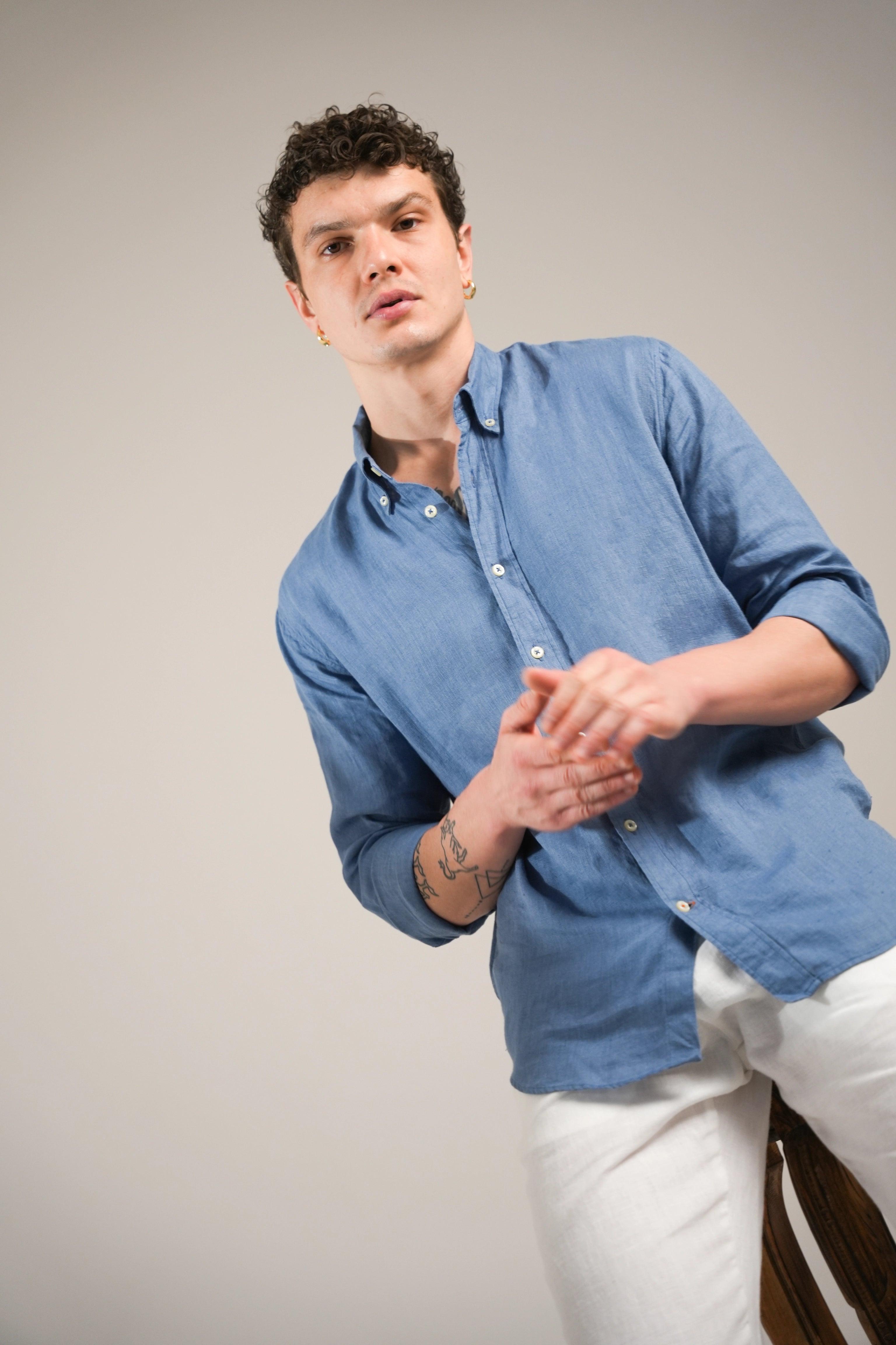 Indigo Drift Linen Shirt