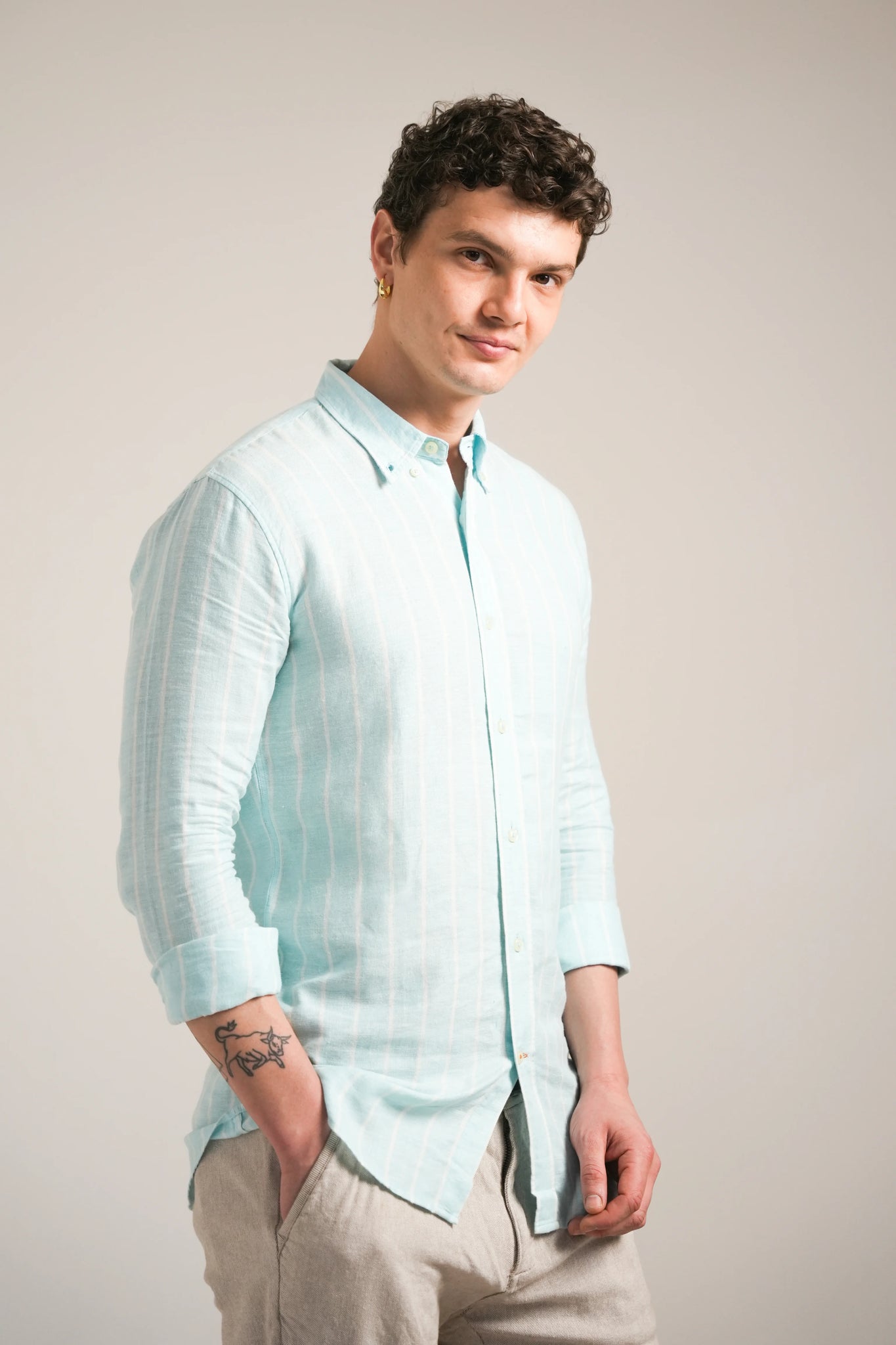Sea Mist Stripe Linen Shirt