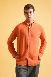 Terracotta Ember Garment Dyed Linen Shirt