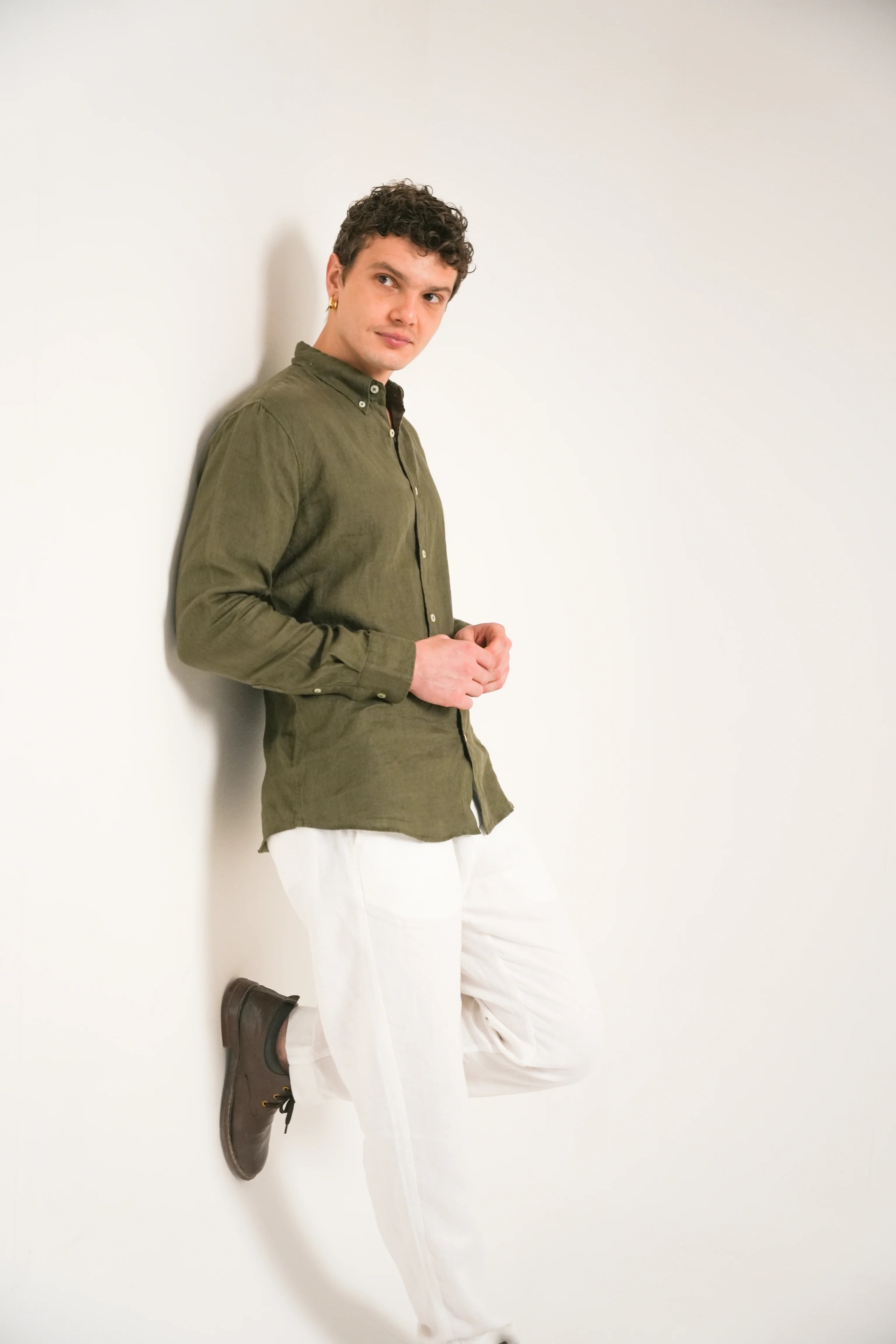 Forest Olive Linen Shirt