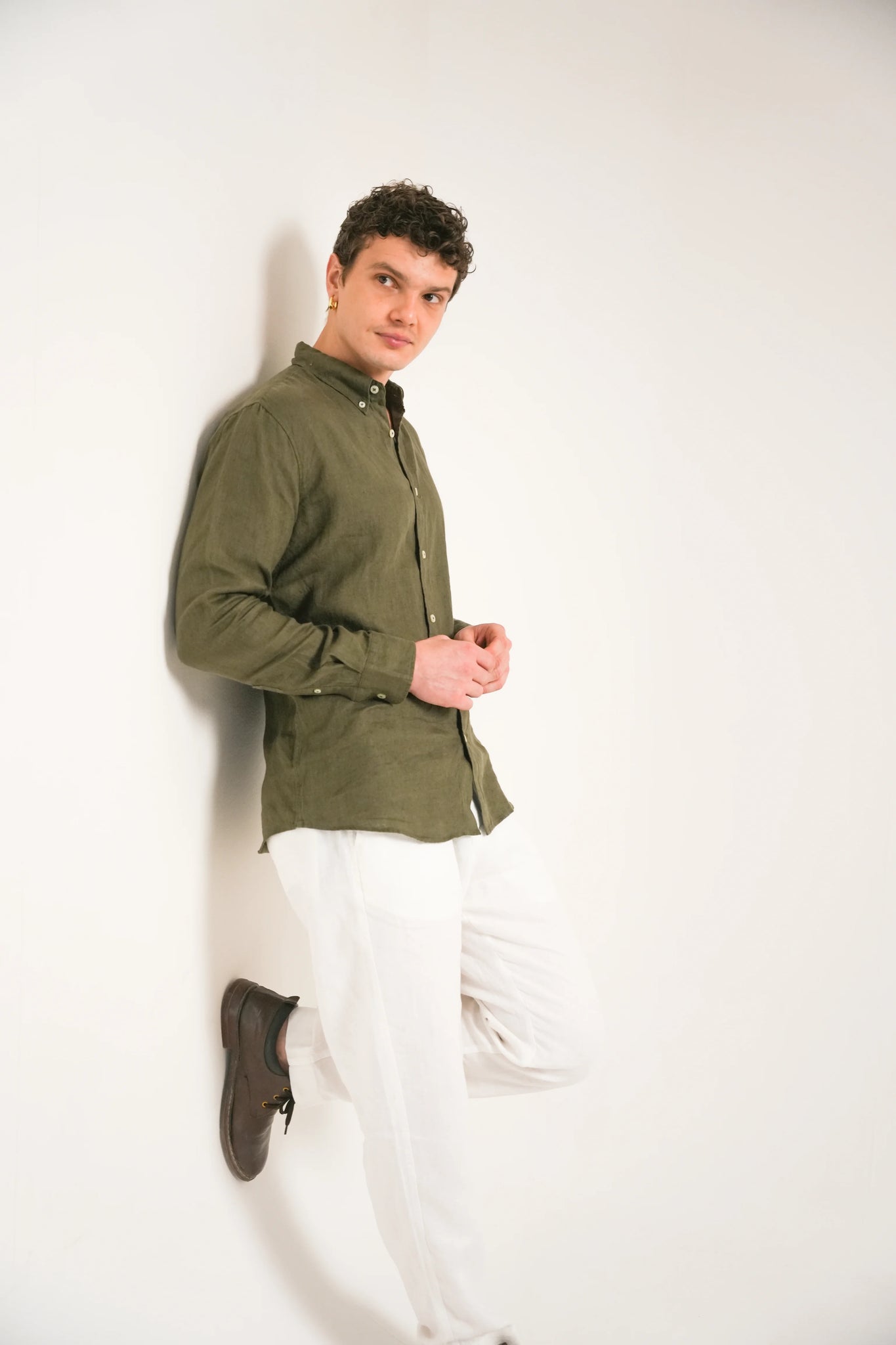 Forest Olive Linen Shirt