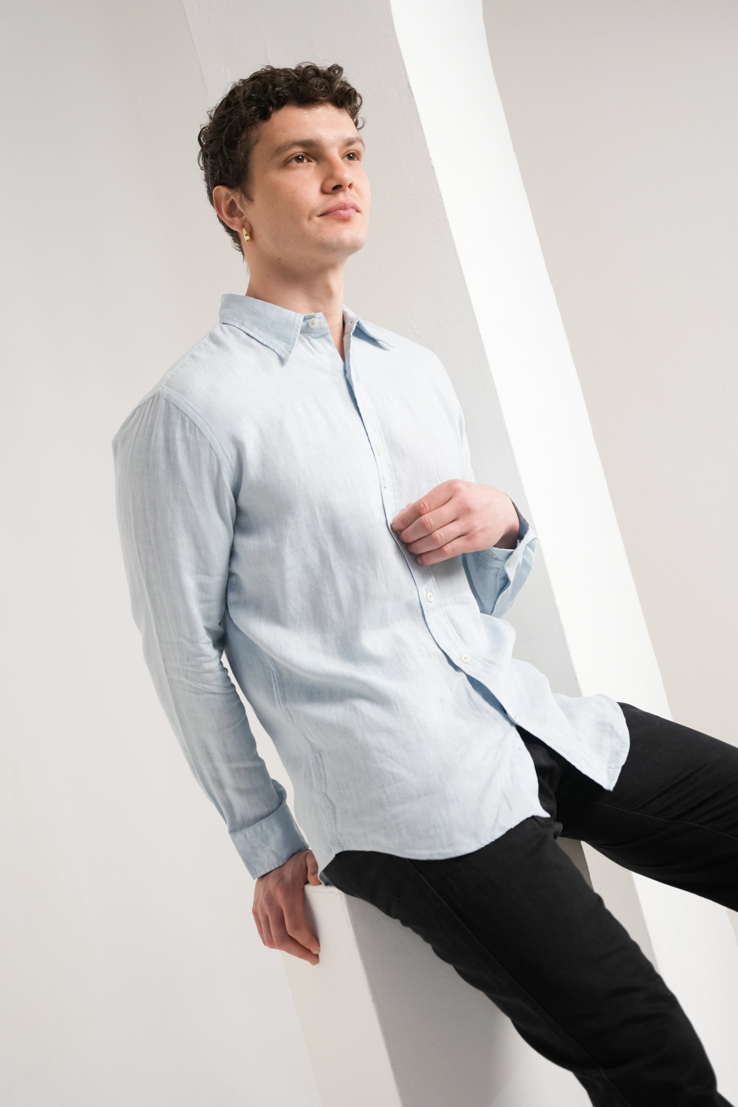 Ice Blue Linen Shirt