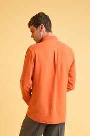 Terracotta Ember Garment Dyed Linen Shirt