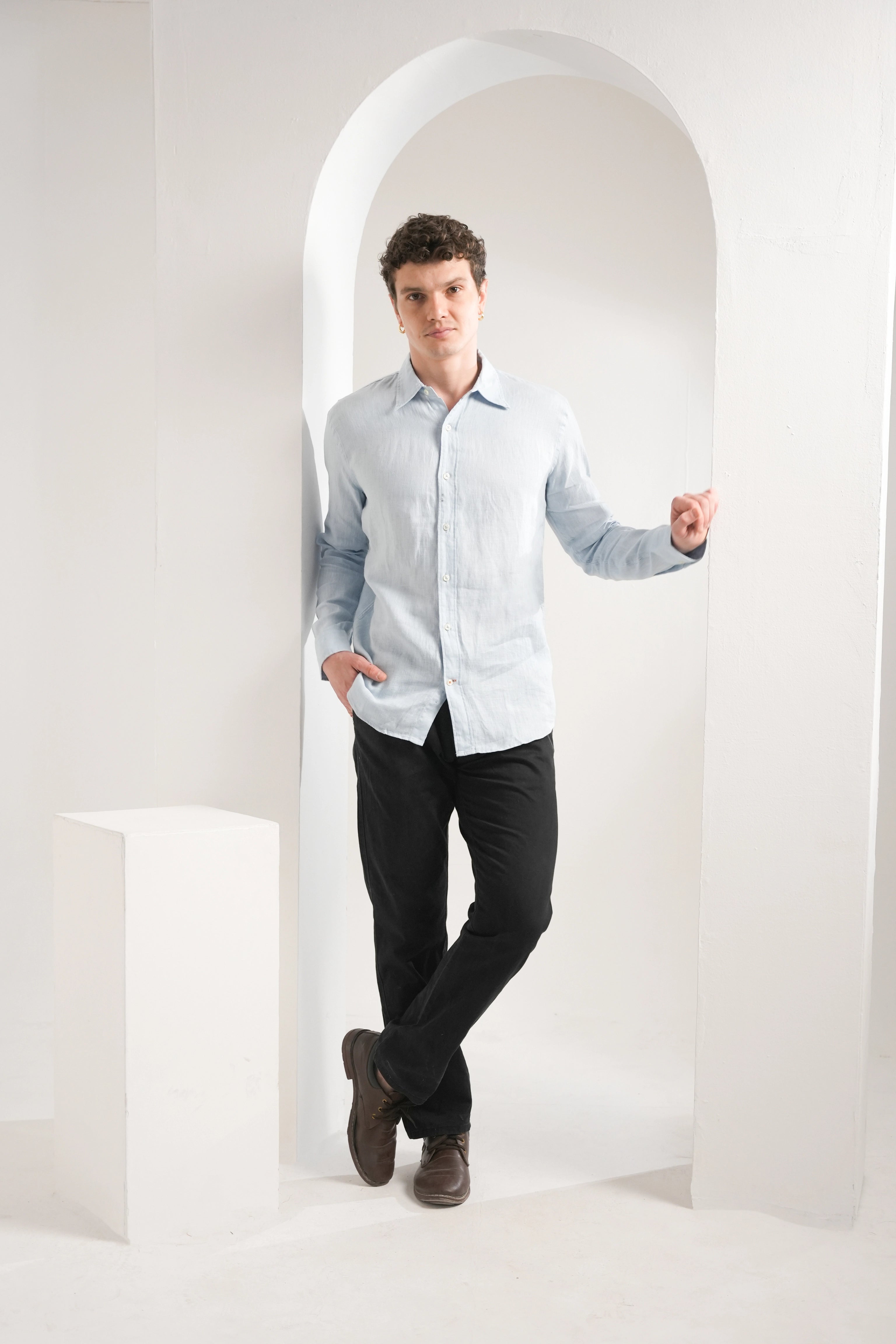 Ice Blue Linen Shirt