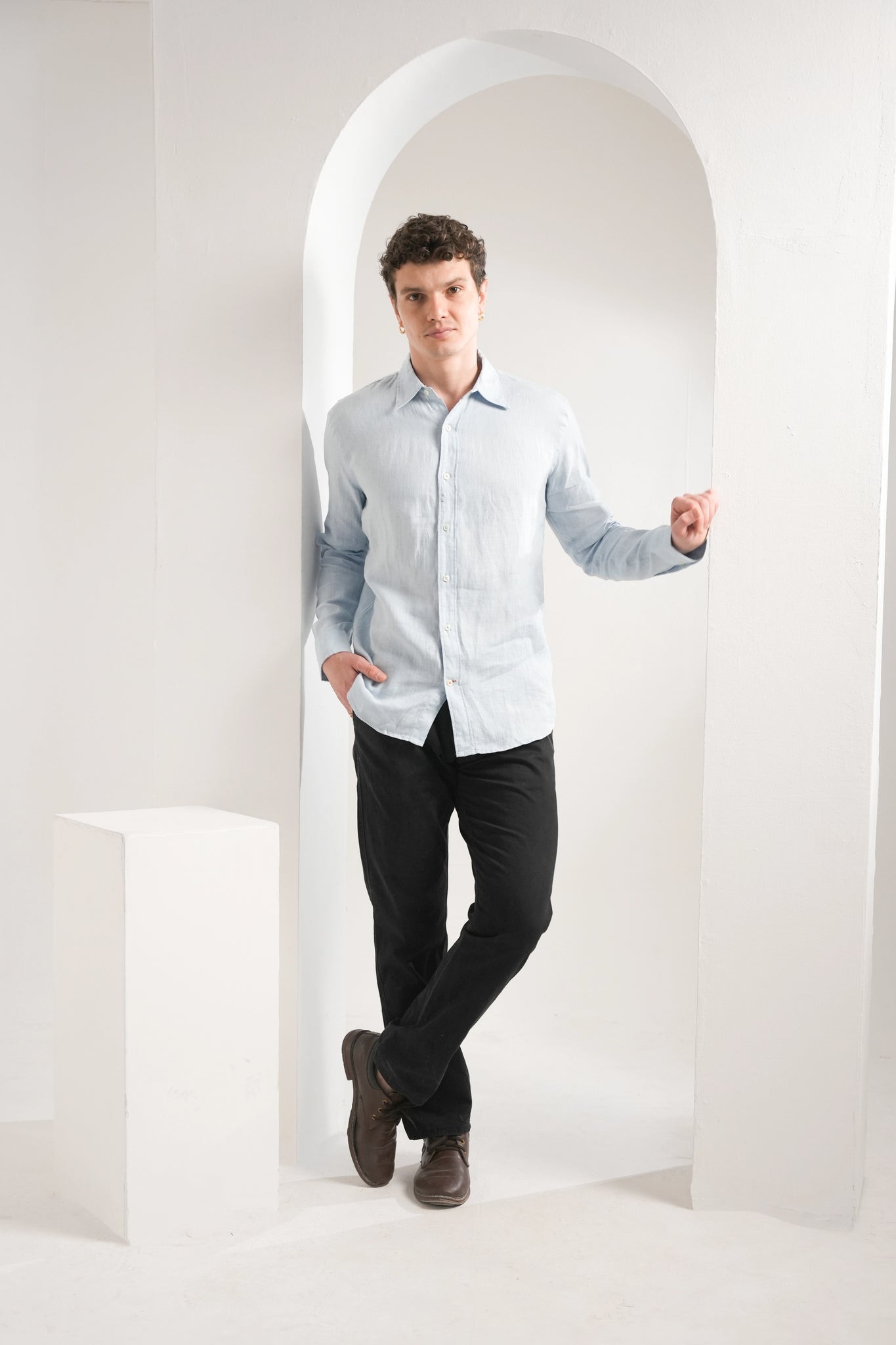 Ice Blue Linen Shirt